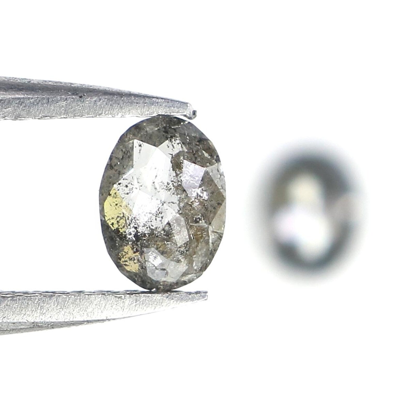 0.57 CT Natural Loose Oval Cut Pair Diamond Salt And Pepper Oval Diamond 4.70 MM Natural Loose Black Gray Color Oval Rose Cut Diamond NQ2108