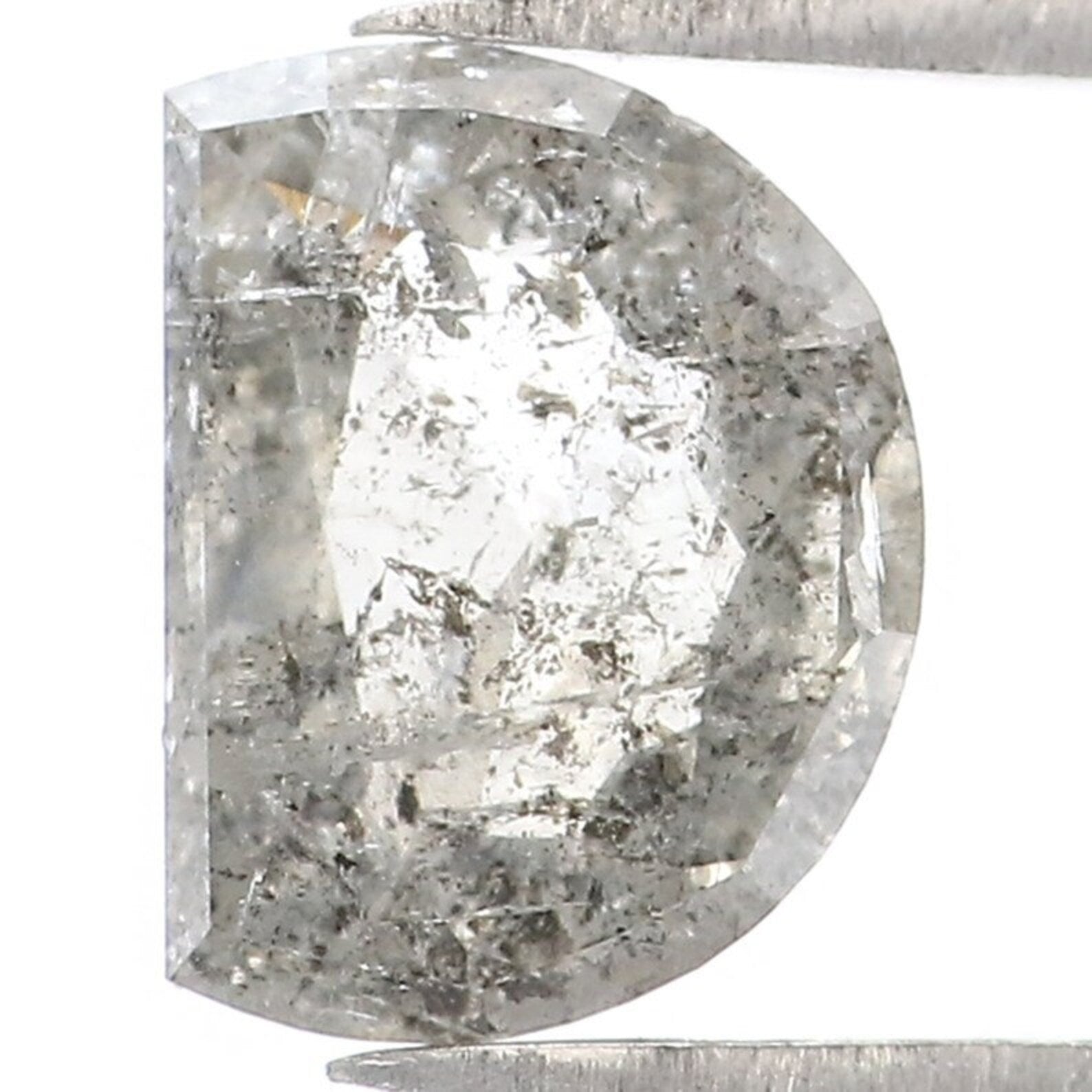0.94 CT Natural Loose Half Moon Shape Diamond Salt And Pepper Half Moon Diamond Diamond 7.30 MM Black Grey Color Half Moon Cut Diamond QN725