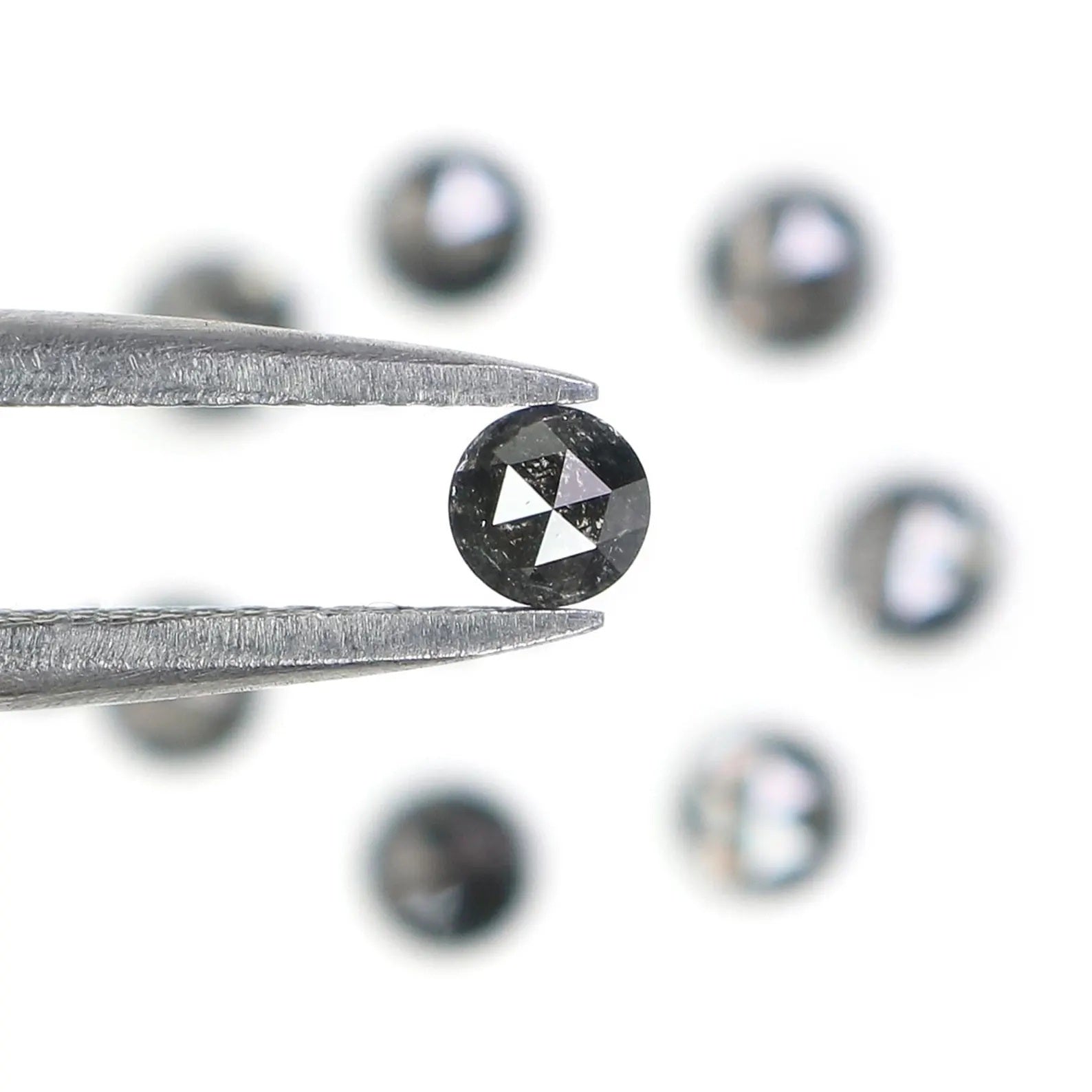 1.23 Ct Natural Loose Round Shape Diamond Salt And Pepper Round Cut Diamond 3.10 MM Natural Black Grey Color Round Rose Cut Diamond NQ2076