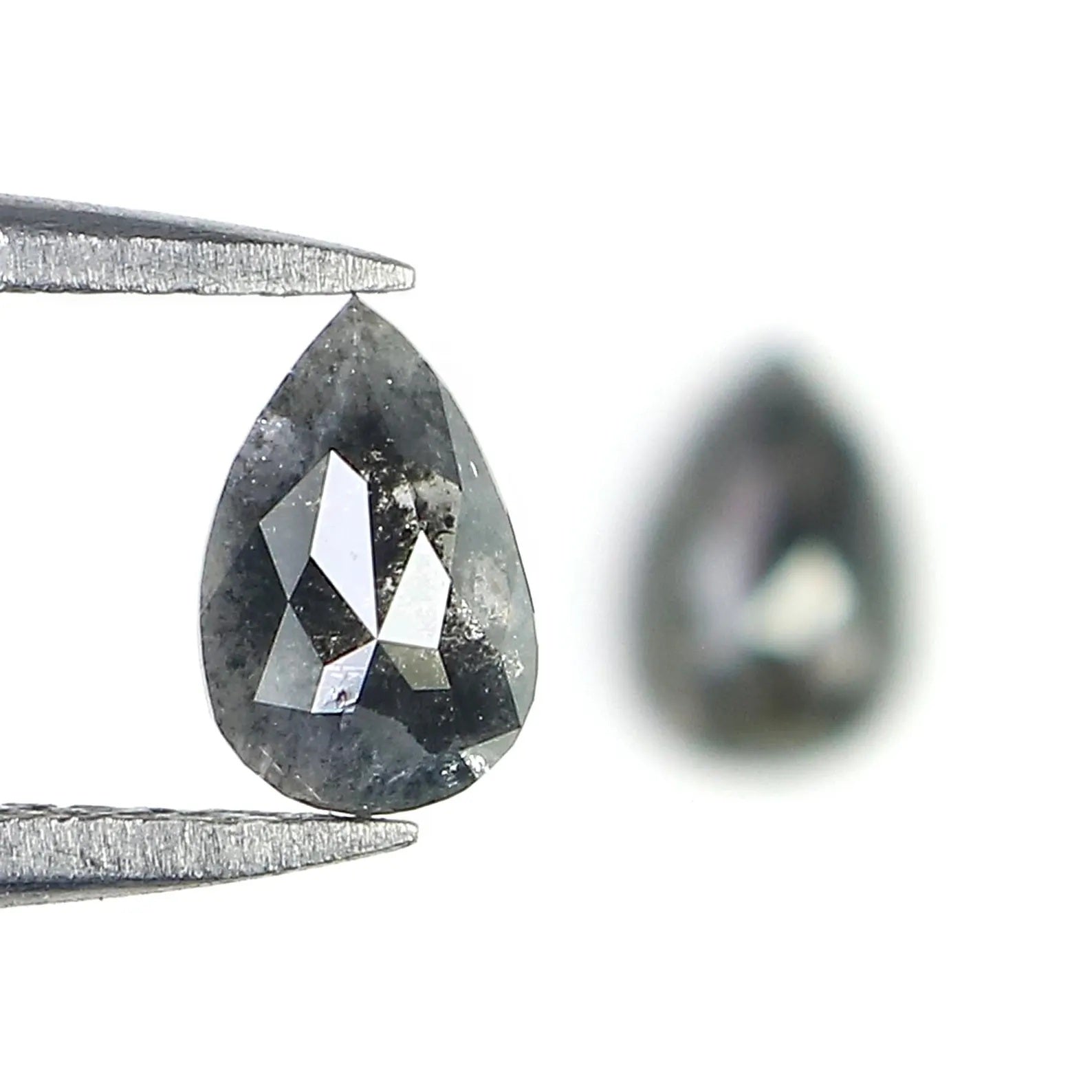 0.87 CT Natural Loose Pear Shape Diamond Salt And Pepper Diamond 6.35 MM Natural Loose Diamond Black Grey Color Pear Rose Cut Diamond NQ2279