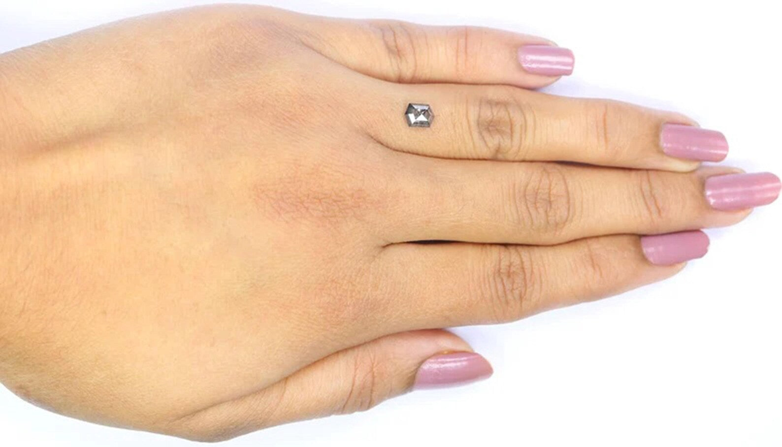 0.60 CT Natural Loose Hexagon Shape Diamond Salt And Pepper Hexagon Diamond 5.70 MM Natural Black Gray Color Hexagon Rose Cut Diamond NQ2172