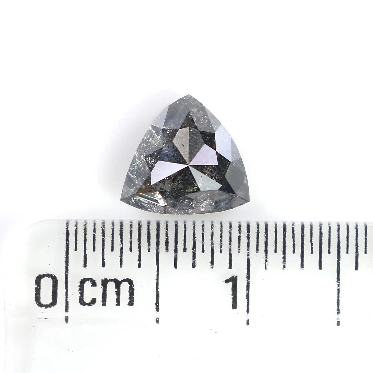 1.27 Ct Natural Loose Diamond Triangle Shape Diamond Salt And Pepper Diamond 7.00 MM Natural Black Grey Triangle Rose Cut Diamond QN9661