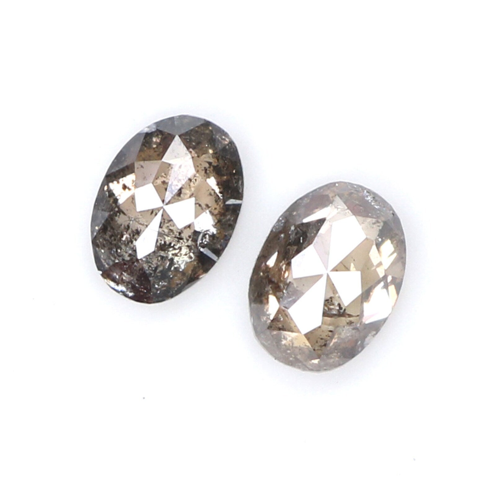 Natural Loose Oval Salt And Pepper Diamond Black Grey Color 0.85 CT 5.30 MM Oval Shape Rose Cut Diamond KDN969