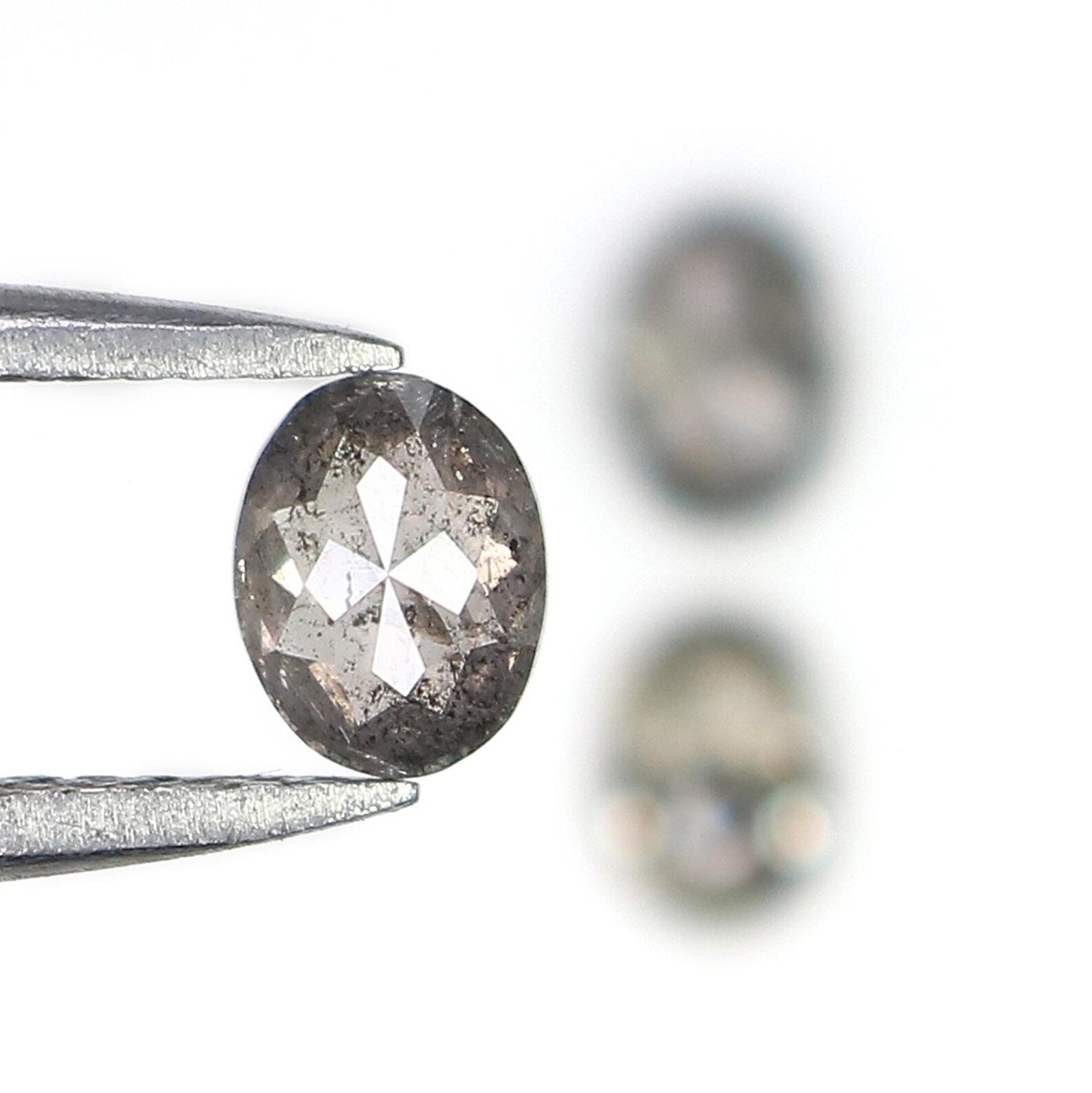 0.81 CT Natural Loose Oval Shape Diamond Salt And Pepper Oval Diamond 4.80 MM Natural Diamond Black Gray Color Oval Rose Cut Diamond NQ1215