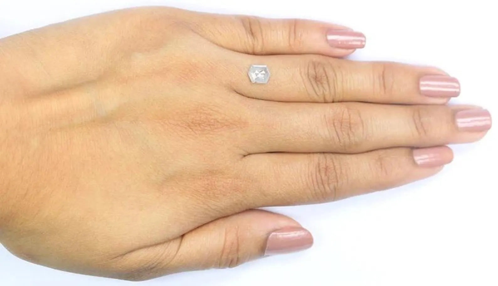 0.86 CT Natural Loose Hexagon Shape Diamond Salt And Pepper Hexagon Cut Diamond 6.85 MM Natural Grey Color Hexagon Rose Cut Diamond NQ836