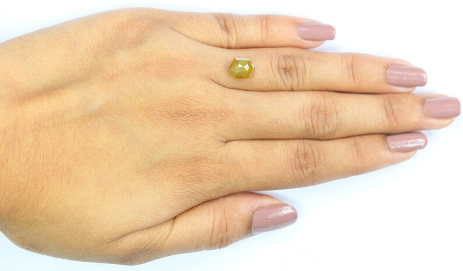 2.04 CT Natural Loose Hexagon Shape Diamond Yellow Color Hexagon Cut Diamond 8.45 MM Natural Diamond Yellow Hexagon Rose Cut Diamond NQ640