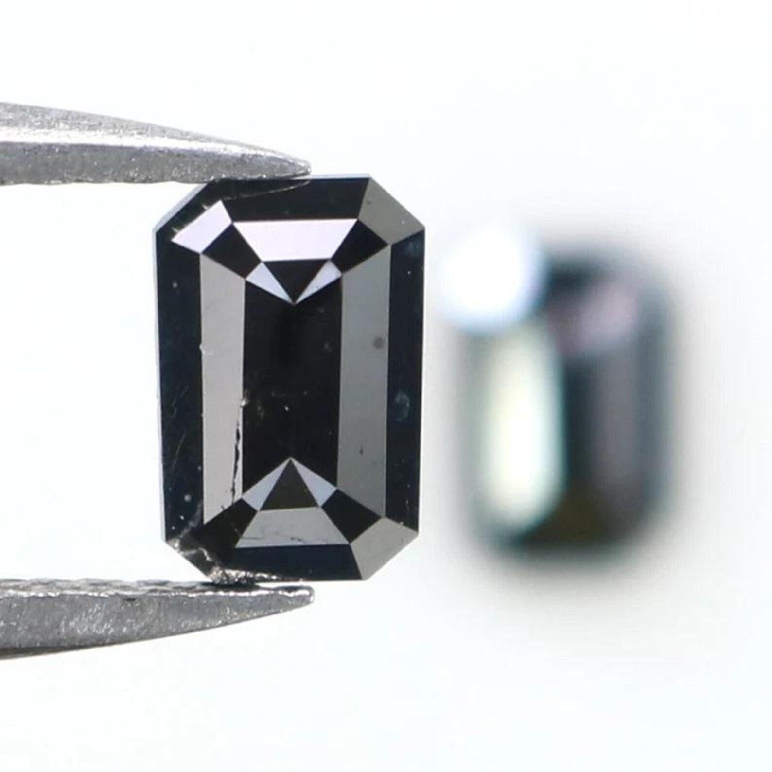 0.74 CT Natural Loose Emerald Shape Pair Diamond Black Color Emerald Diamond 5.75 MM Natural Black Color Emerald Rose Cut Diamond NQB2265