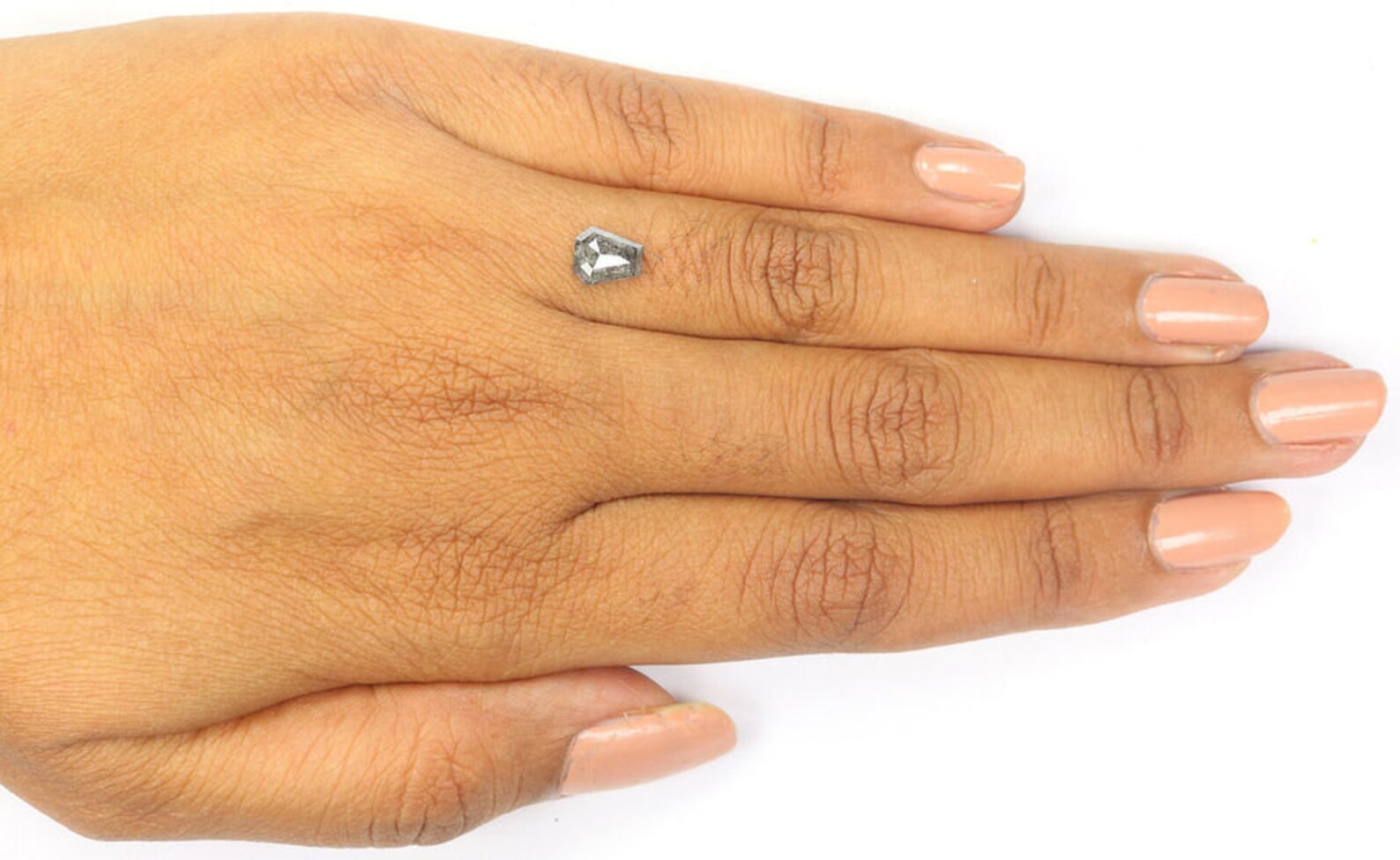 0.97 CT Natural Loose Coffin Shape Diamond Salt And Pepper Coffin Cut Diamond 6.70 MM Black Grey Color Coffin Shape Rose Cut Diamond QN1553