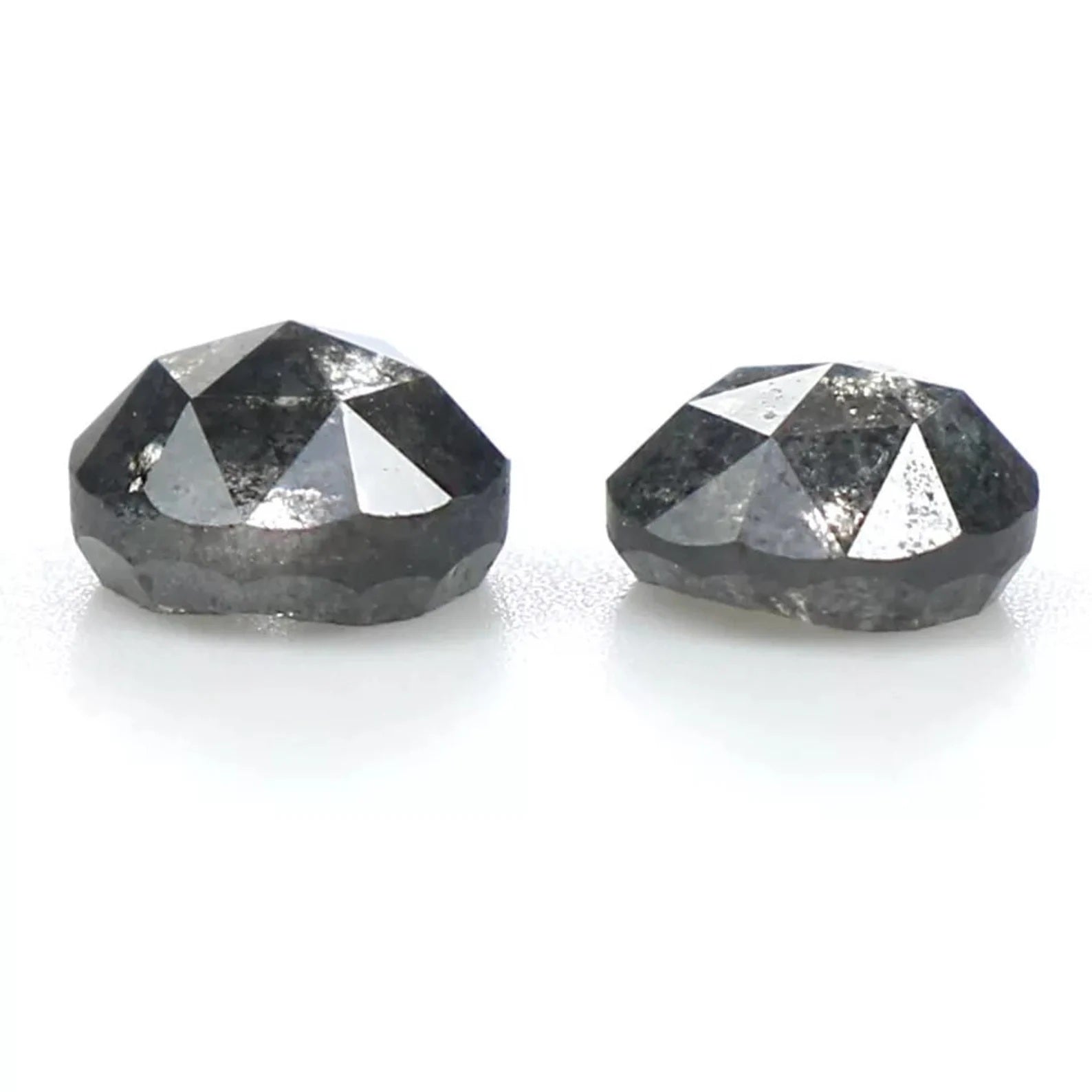 0.78 Ct Natural Loose Round Shape Pair Diamond Salt And Pepper Round Diamond 4.20 MM Natural Black Grey Color Round Rose Cut Diamond QN1791