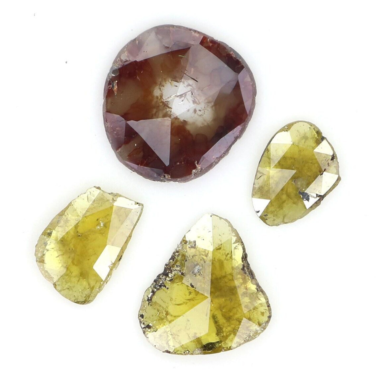 1.23 Ct Natural Loose Slice Shape Diamond Yellow Color Slice Diamond 5.15 MM Natural Loose Diamond Brown Color Slice Rose Cut Diamond NQ2090