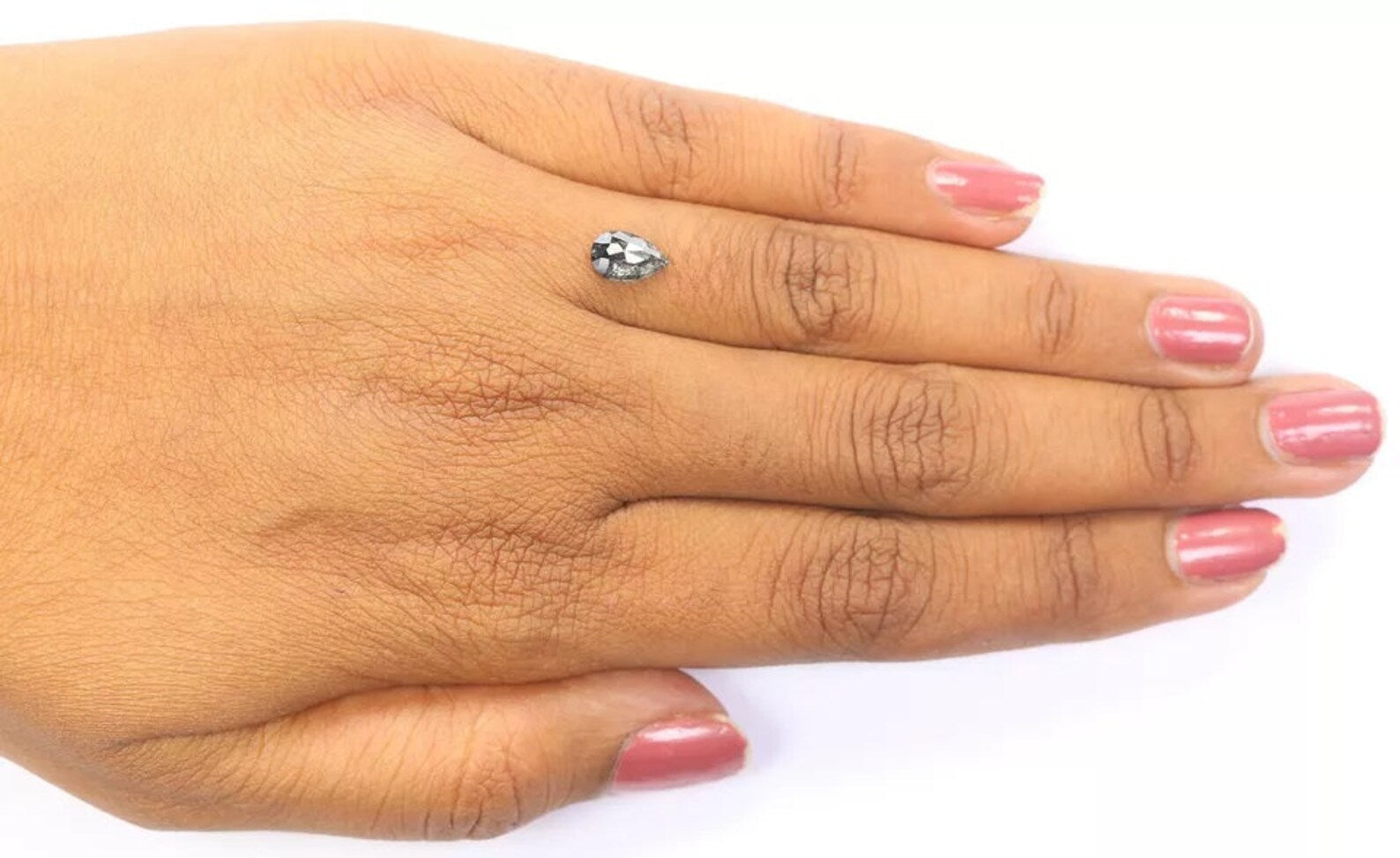 0.86 CT Natural Loose Pear Shape Diamond Salt And Pepper Diamond 8.00 MM Natural Loose Diamond Black Grey Color Pear Rose Cut Diamond QN1434