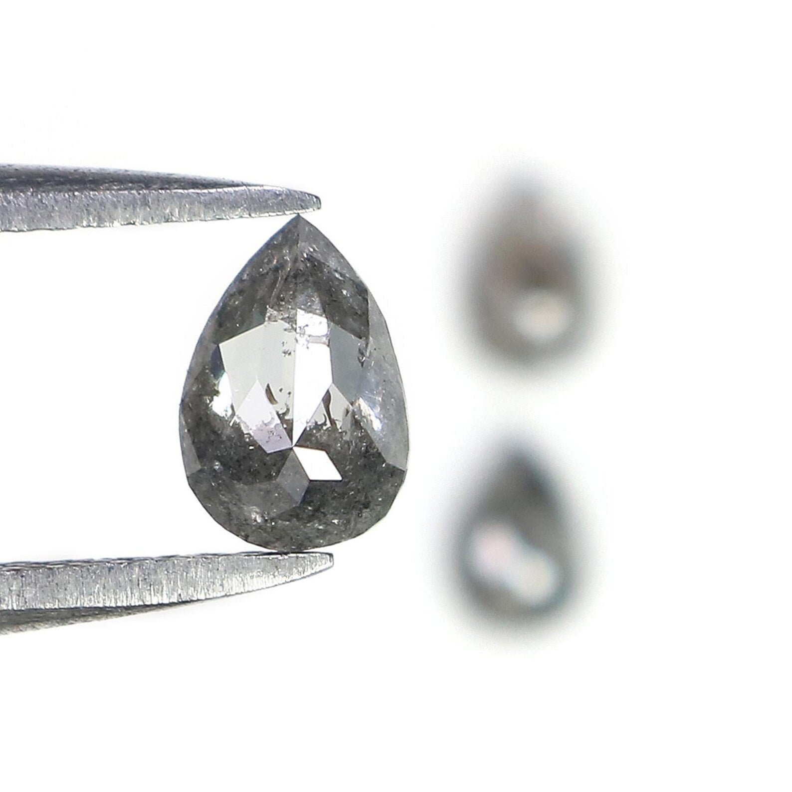 0.92 CT Natural Loose Pear Shape Diamond Salt And Pepper Pear Diamond 6.35 MM Natural Diamond Black Grey Color Pear Rose Cut Diamond NQ2428