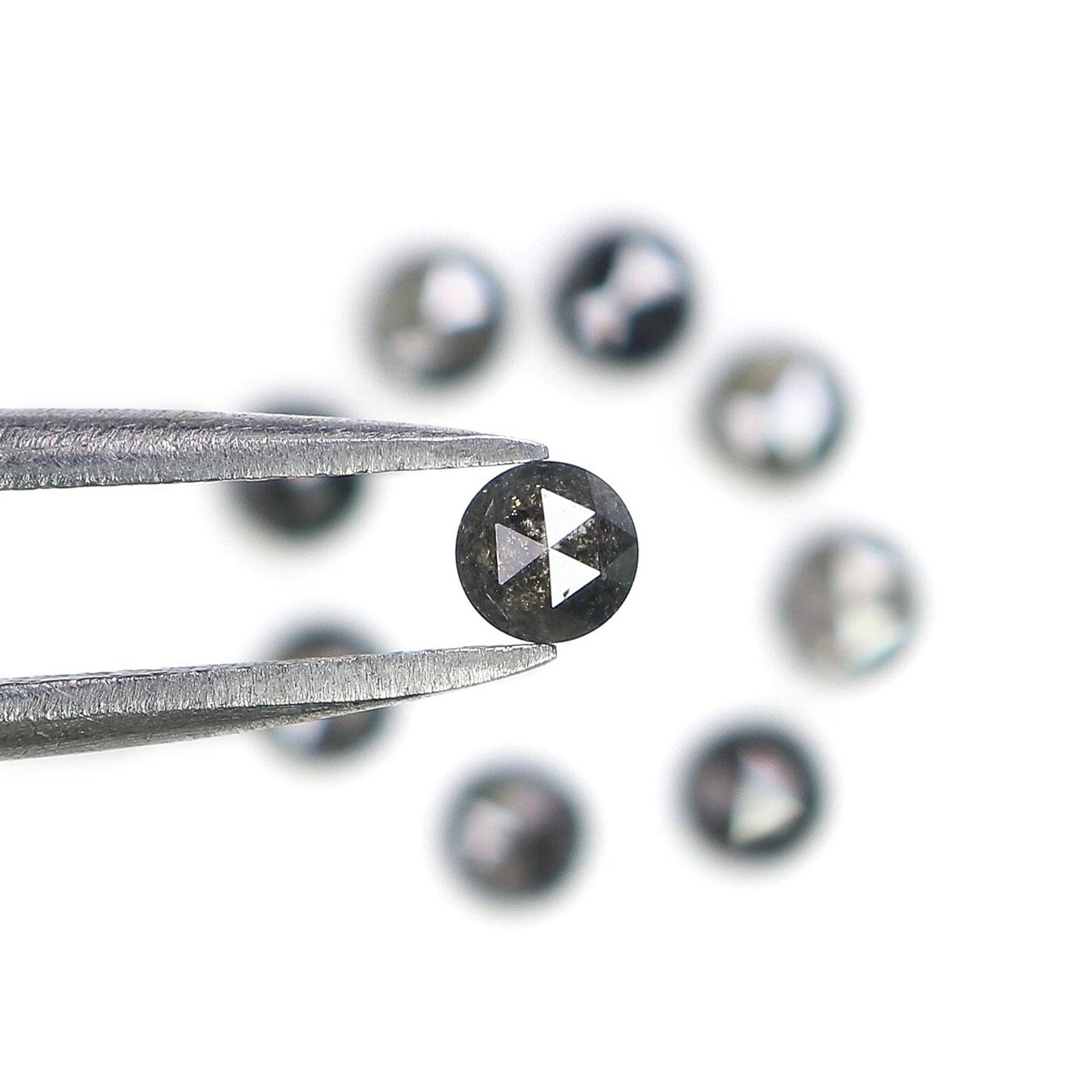 1.61 CT Natural Loose Round Shape Diamond Salt And Pepper Round Diamond 3.30 MM Natural Loose Black Grey Color Round Rose Cut Diamond NQ8752