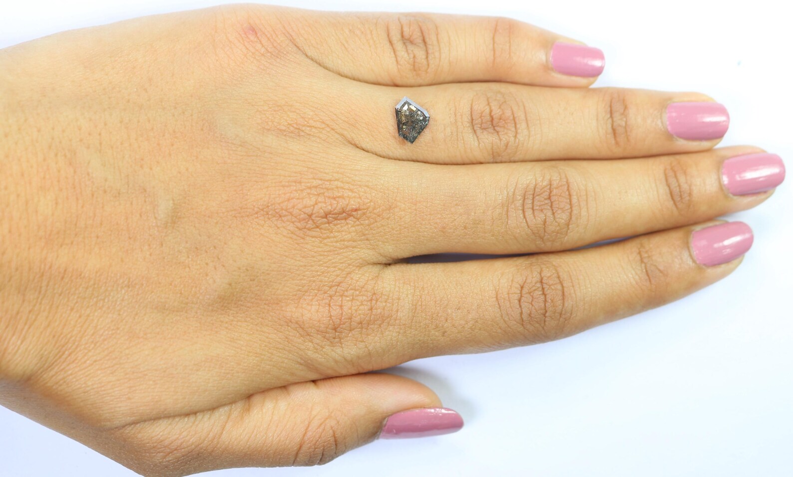 0.82 Ct Natural Loose Shield Shape Diamond Black Grey Color Shield Diamond 6.25 MM Natural Loose Salt And Pepper Shield Cut Diamond QN9450