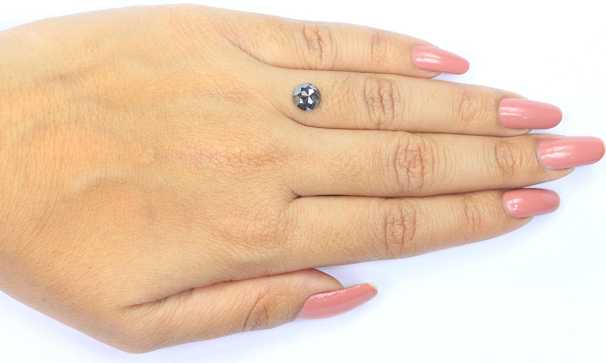 1.35 CT Natural Loose Round Rose Cut Diamond Salt And Pepper Round Diamond 6.85 MM Natural Loose Black Grey Color Rose Cut Diamond LQ827