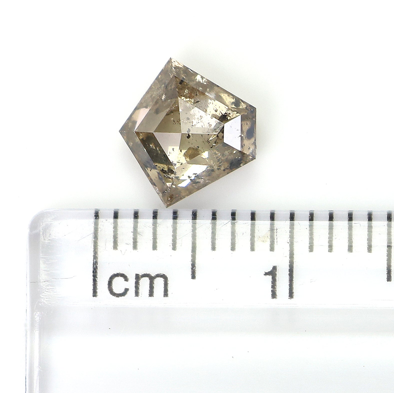 1.12 Ct Natural Loose Pentagon Shape Diamond Salt And Pepper Pentagon Diamond 7.10 MM Natural Loose Brown Pentagon Rose Cut Diamond QL9089