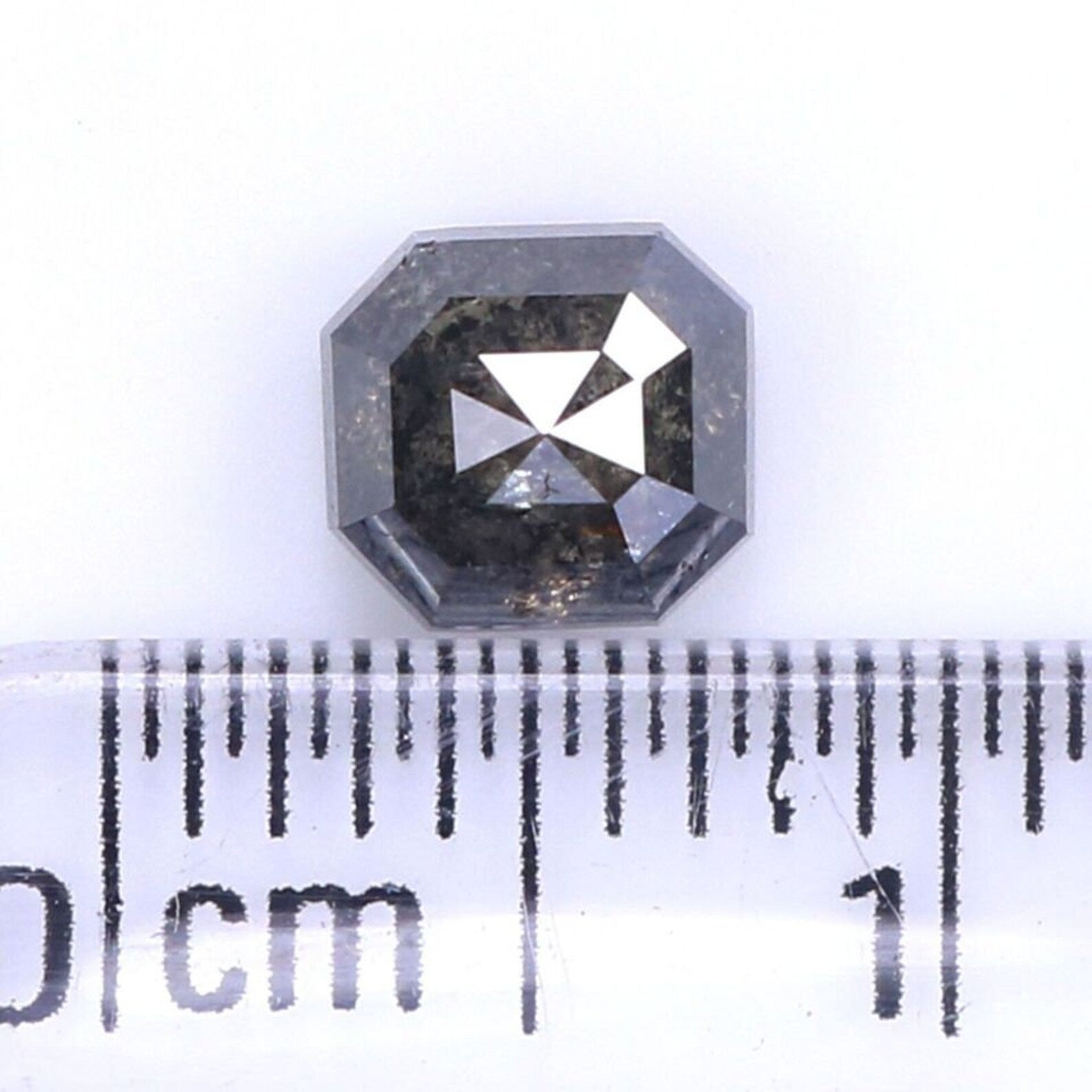 0.78 CT Natural Loose Radiant Shape Diamond Salt And Pepper Radiant Cut Diamond 5.15 MM Black Grey Color Radiant Rose Cut Diamond NQ9270