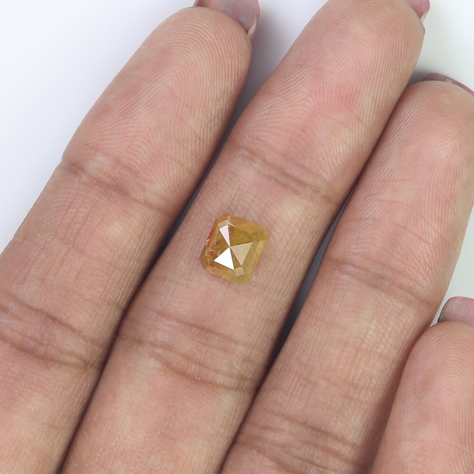 Natural Asscher Yellow Diamond 1.58 CT Loose Rose Cut Brown Stone 6.80 MM Rustic Diamond Asscher Diamond For Custom Engagement Ring L3633
