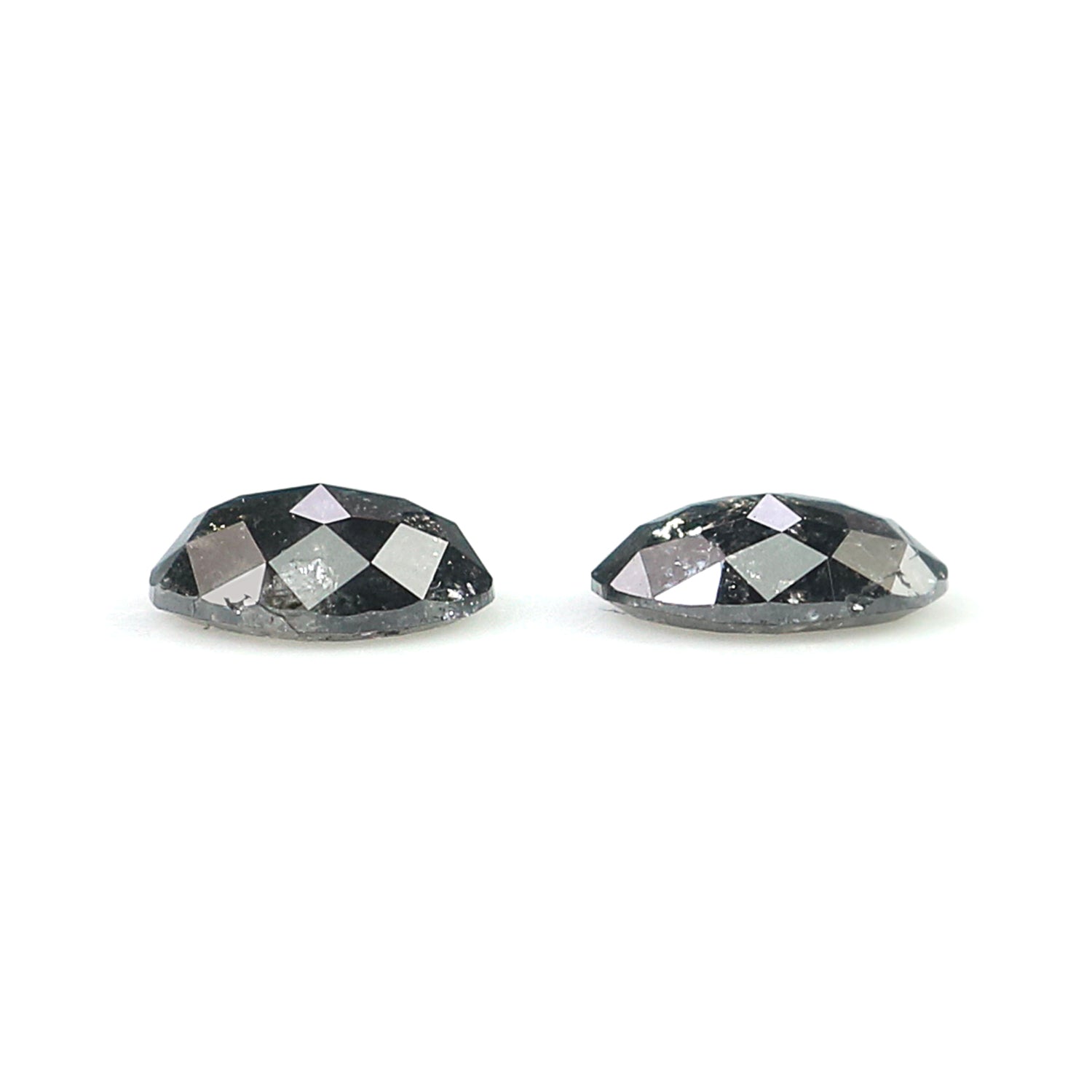 0.49 CT Natural Loose Oval Cut Pair Diamond Salt And Pepper Oval Shape Diamond 4.85 MM Natural Black Grey Color Oval Rose Cut Diamond L2772