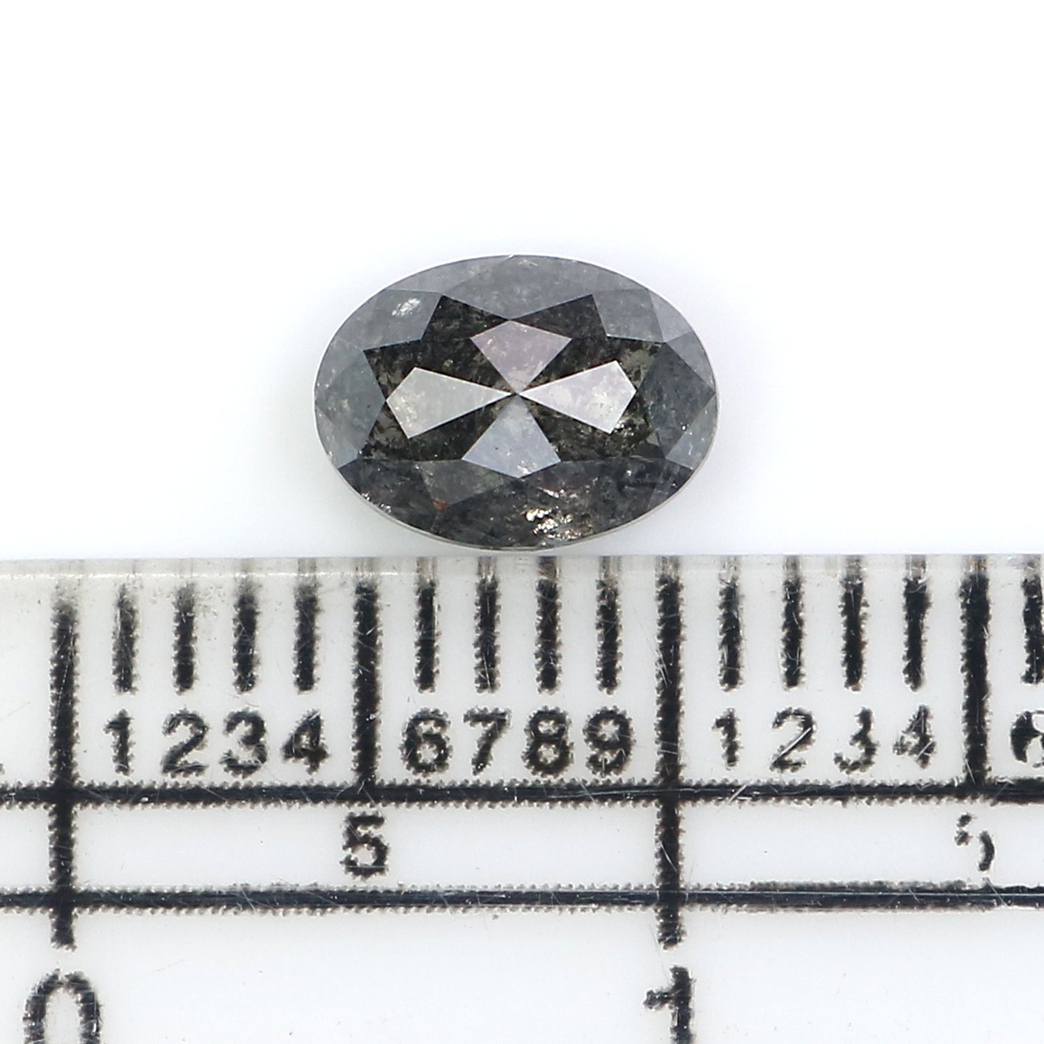 0.91 CT Natural Loose Oval Shape Diamond Salt And Pepper Oval Cut Diamond 6.75 MM Natural Black Grey Diamond Oval Rose Cut Diamond KQ2701