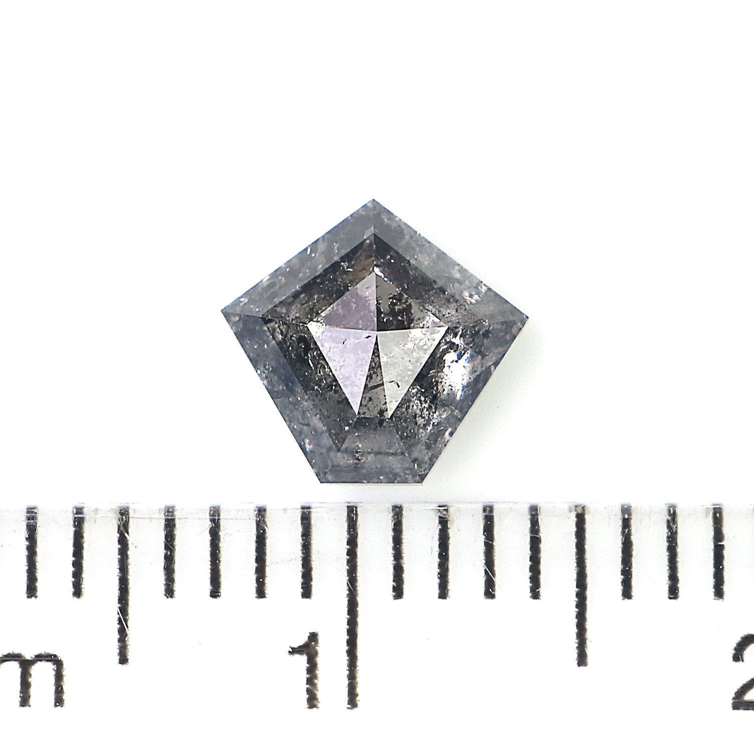 0.75 CT Natural Loose Pentagon Shape Diamond Salt And Pepper Pentagon Cut Diamond 6.30 MM Black Gray Color Pentagon Rose Cut Diamond QL9971