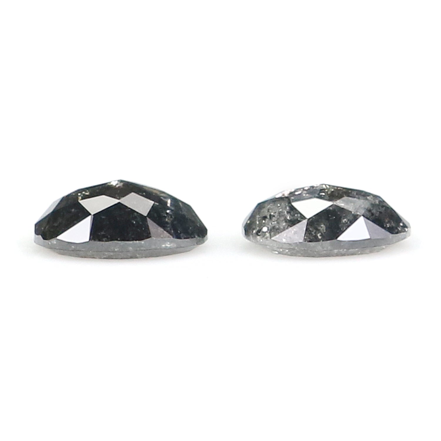0.52 Ct Natural Loose Oval Shape Pair Diamond Salt And Pepper Oval Cut Diamond 4.70 MM Natural Black Gray Color Oval Rose Cut Diamond NQ2304