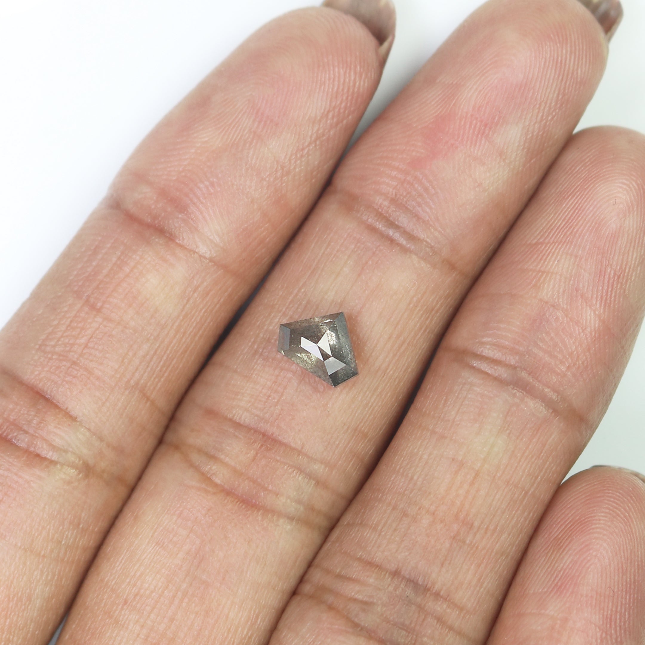 0.87 CT Natural Loose Shield Diamond Black Grey Color Diamond 5.40 MM Natural Loose Diamond Salt And Pepper Shield Rose Cut Diamond QL1942