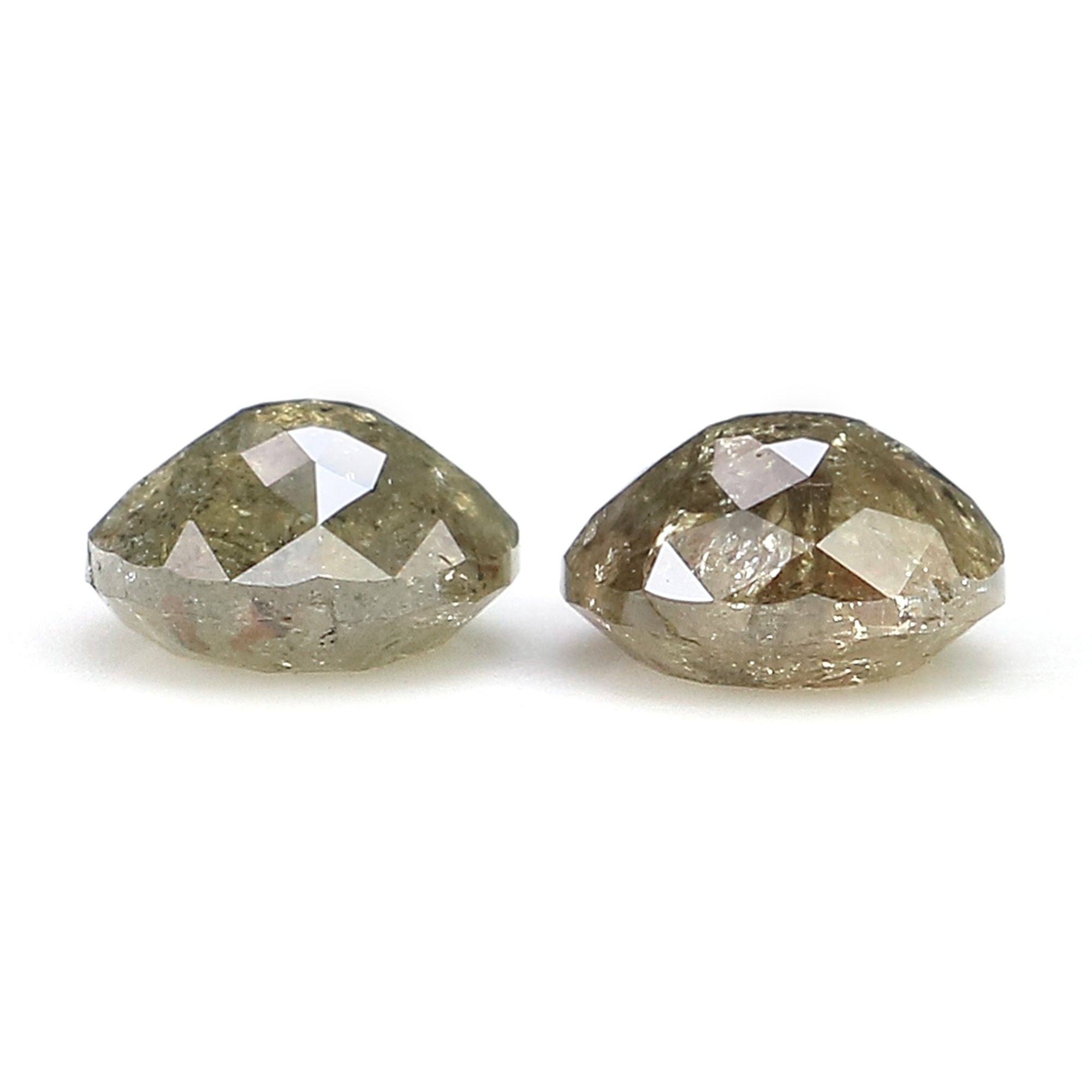 1.26 CT Natural Loose Round Rose Cut Pair Diamond Grey Color Round Shape Diamond 5.10 MM Natural Grey Color Round Rose Cut Diamond LQ638
