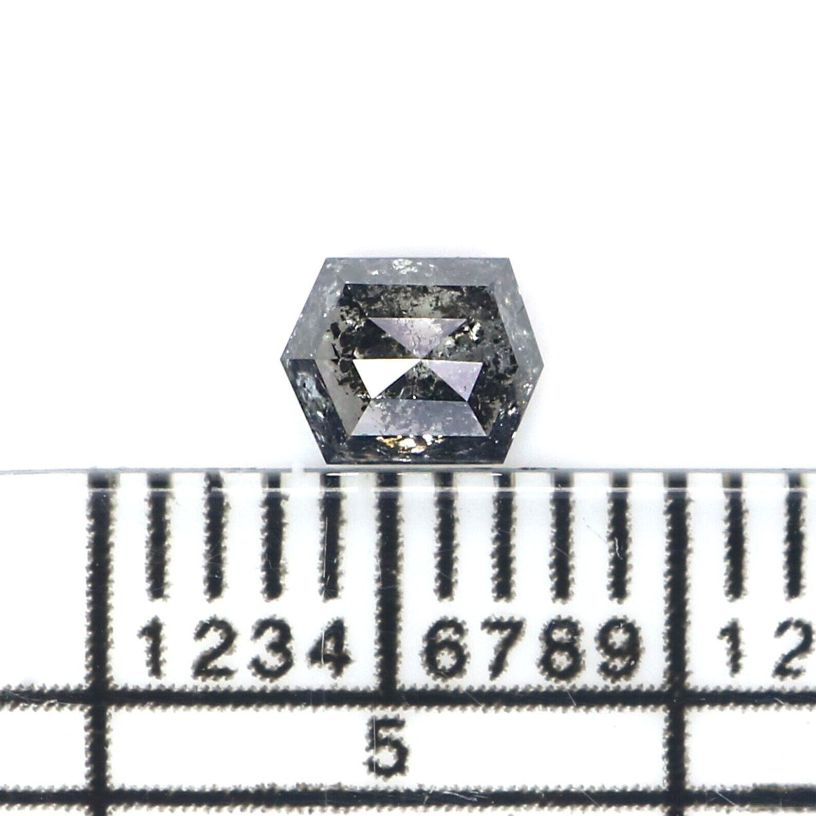 0.31 CT Natural Loose Hexagon Shape Diamond Salt And Pepper Hexagon Diamond 4.60 MM Black Gray Color Hexagon Shape Rose Cut Diamond NQ2176