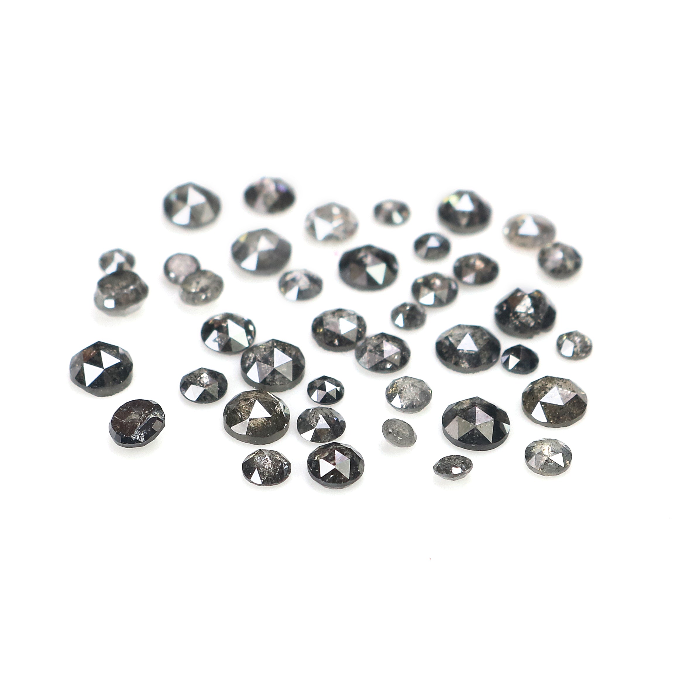 Natural Loose Round Rose Cut Salt Ana Pepper Diamond Fancy Rose Cut Black Grey Low Price Diamond 2.00 to 4.00 MM Round Shape Diamond Q10
