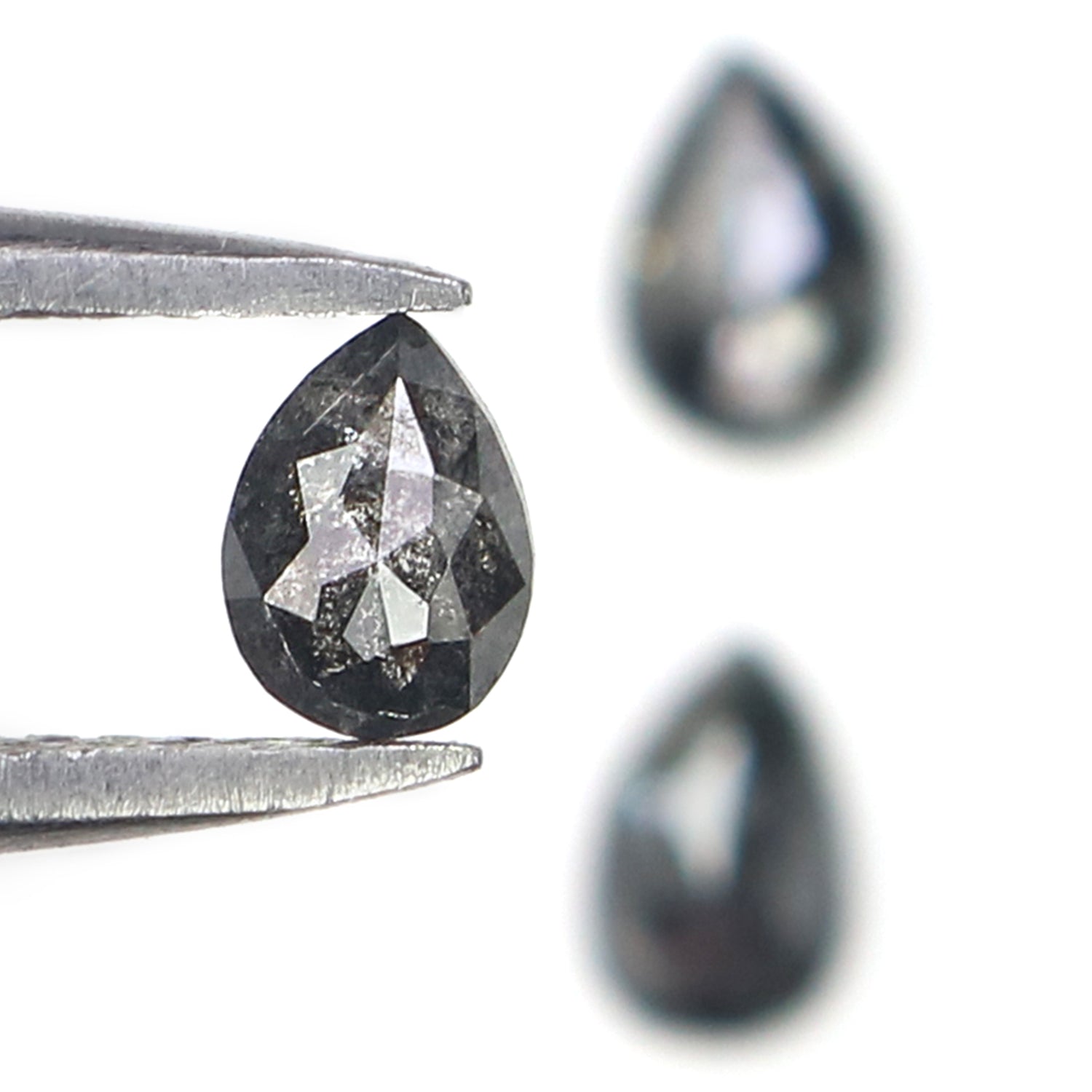 0.76 CT Natural Loose Pear Shape Diamond Salt And Pepper Pear Cut Diamond 4.65 MM Natural Black Grey Color Pear Shape Rose Cut Diamond L1980
