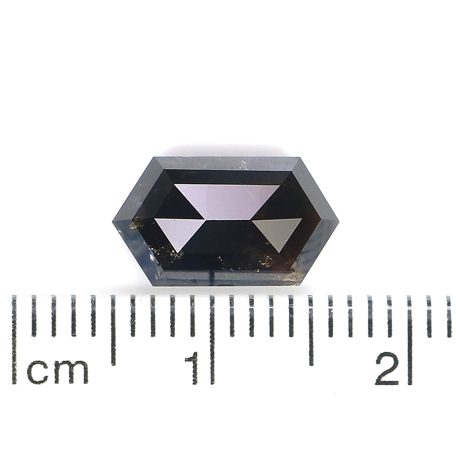 2.62 CT Natural Loose Hexagon Shape Diamond Black Color Hexagon Cut Diamond 11.50 MM Natural Brown Color Hexagon Rose Cut Diamond L3405
