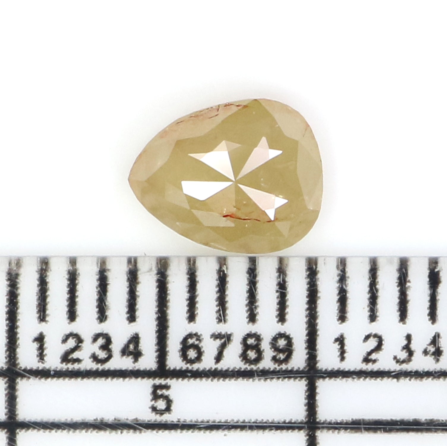 0.81 CT Natural Loose Pear Shape Diamond Yellow Color Pear Cut Diamond 6.55 MM Natural Loose Yellow Color Pear Rose Cut Diamond KQ2682
