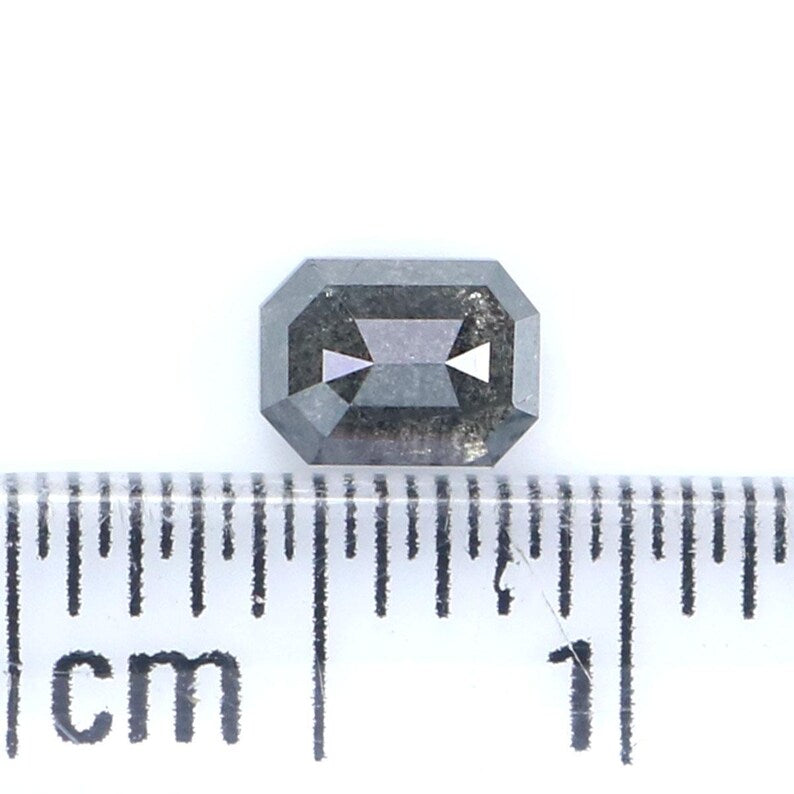 0.37 CT Natural Loose Emerald Shape Diamond Salt And Pepper Emerald Diamond 4.55 MM Natural Black Grey Color Emerald Rose Cut Diamond NQ2124