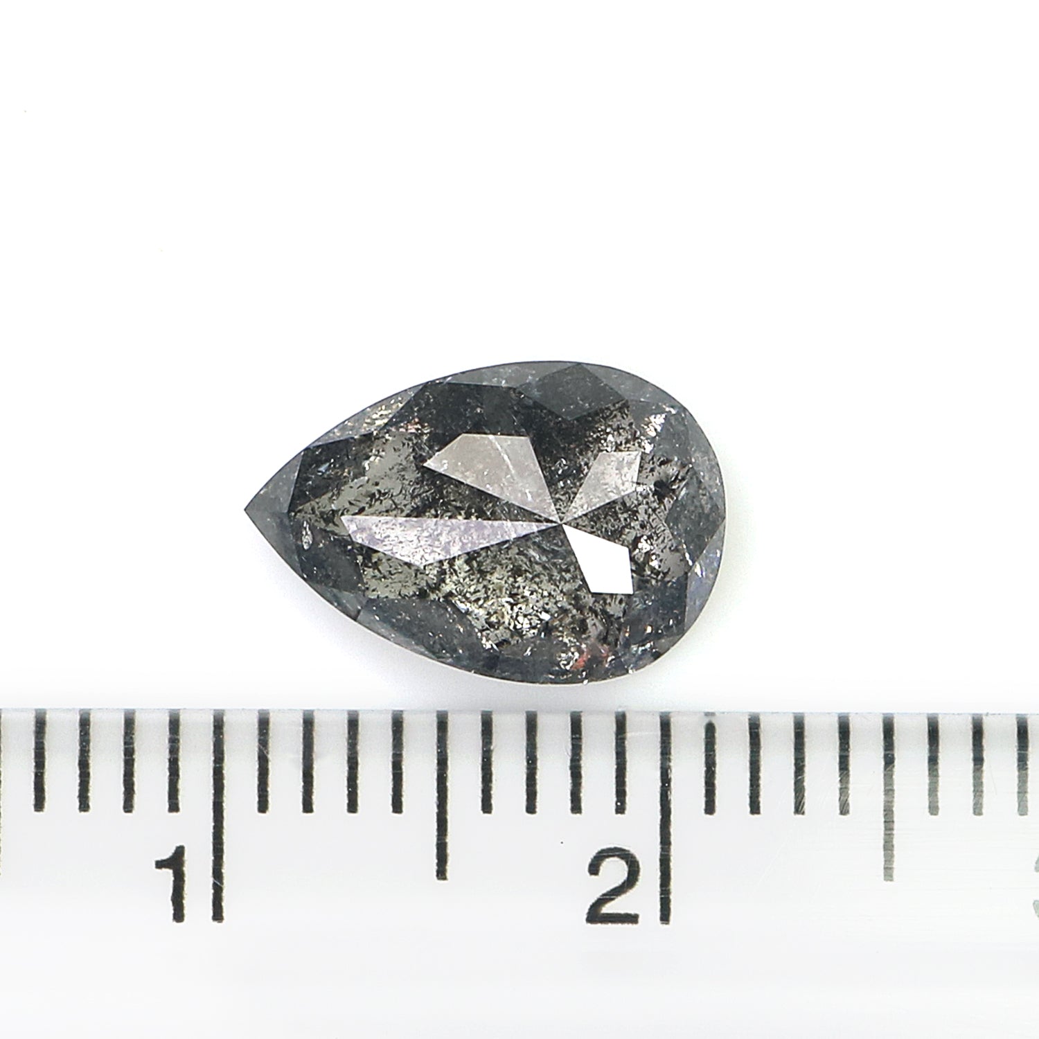 2.67 Ct Natural Loose Pear Shape Diamond Salt And Pepper Pear Cut Diamond 10.70 MM Natural Black Grey Color Pear Rose Cut Diamond L3607