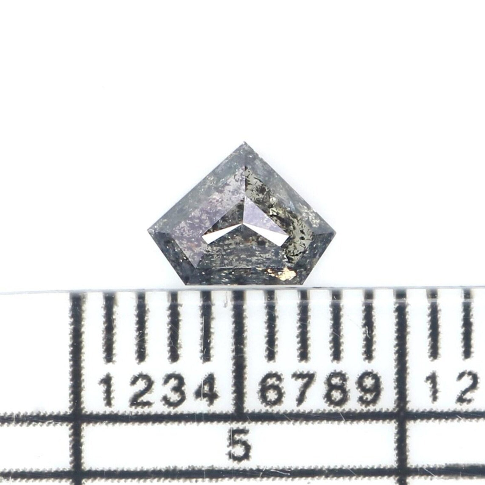 0.38 CT Natural Loose Shield Shape Diamond Salt And Pepper Shield Diamond 4.45 MM Natural Black Grey Color Shield Rose Cut Diamond NQ2174