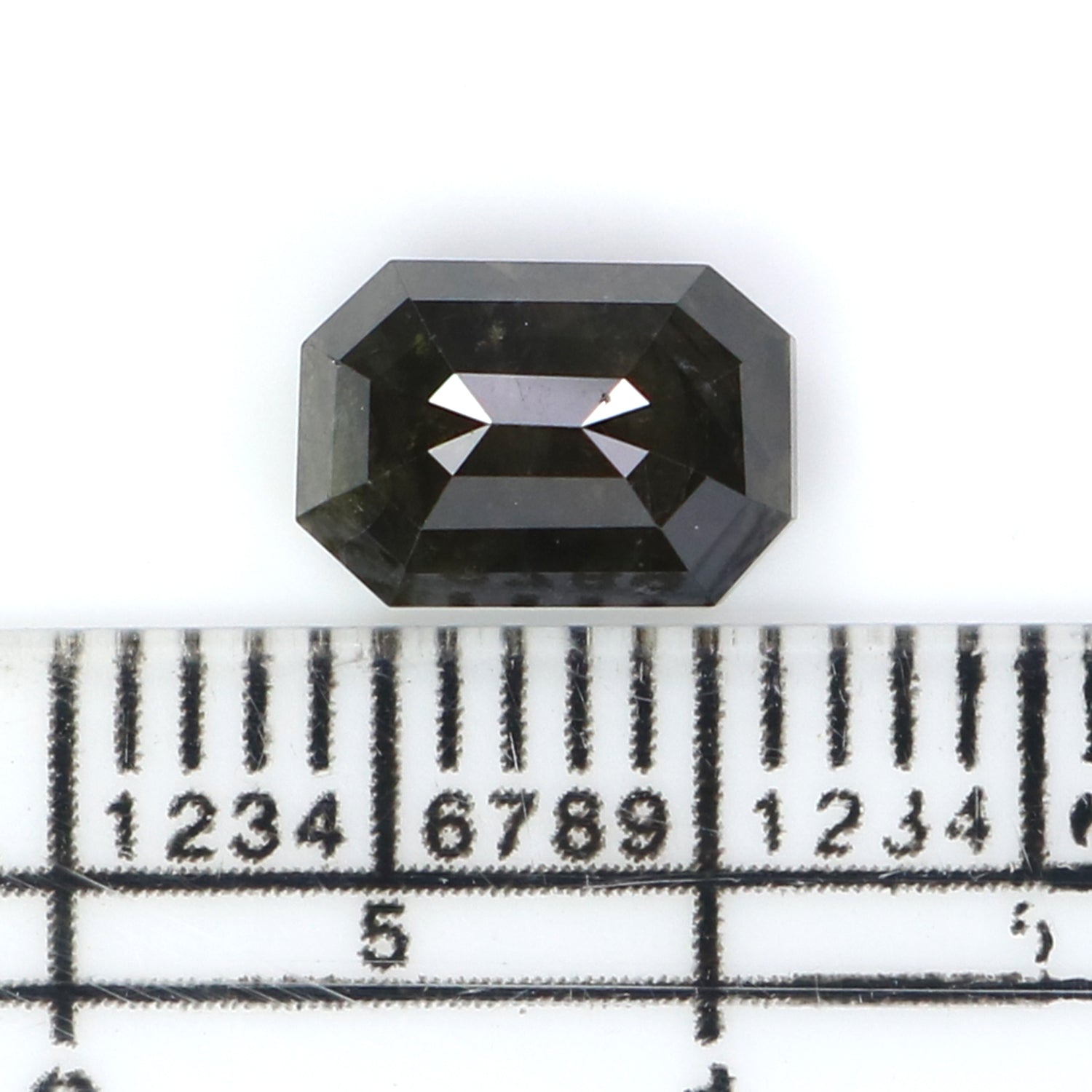 1.67 CT Natural Loose Emerald Shape Diamond Black Emerald Shape Diamond 7.80 MM Natural Loose  Black Color Emerald Rose Cut Diamond QL2853