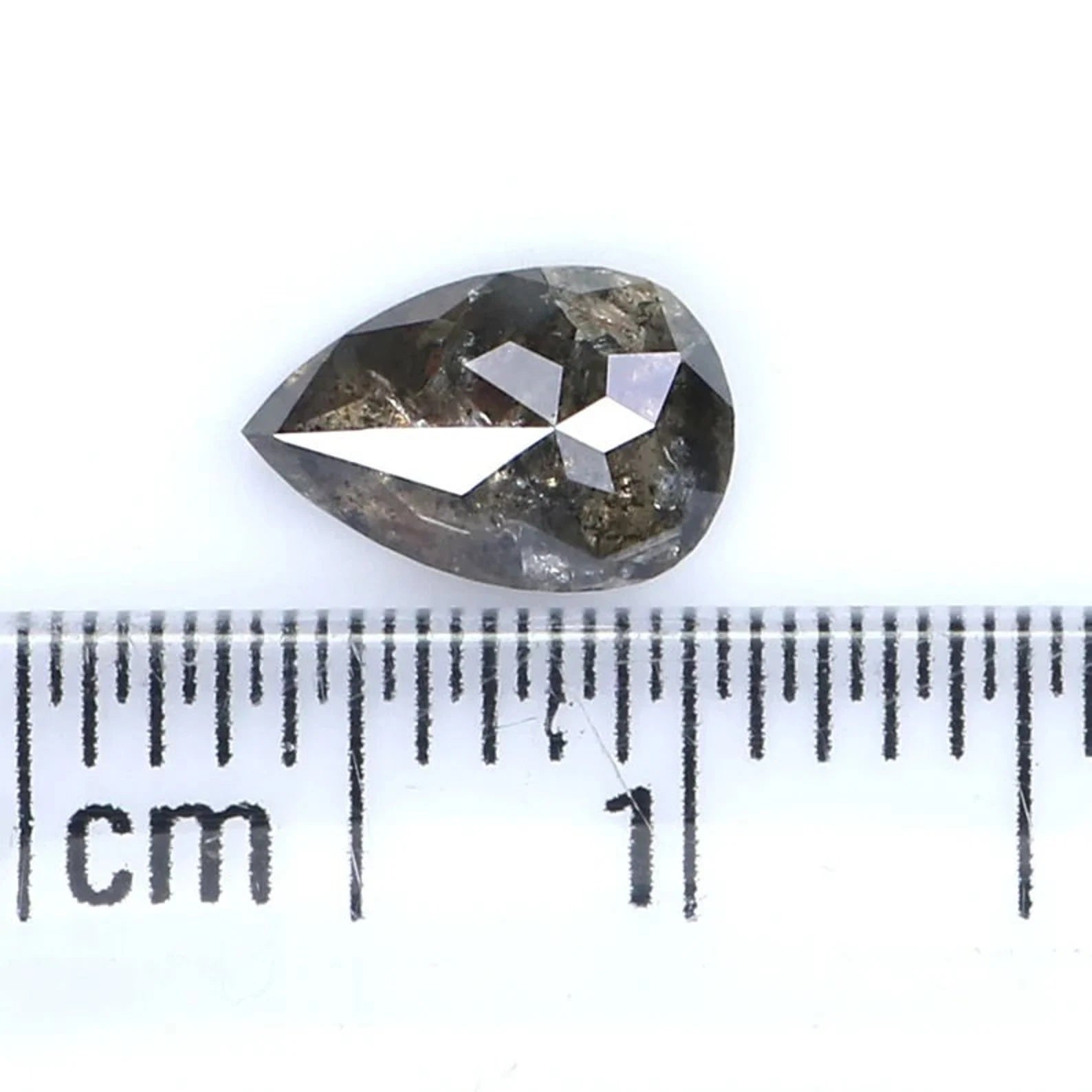 0.65 CT Natural Loose Pear Shape Diamond Salt And Pepper Pear Diamond 7.40 MM Natural Diamond Black Grey Color Pear Rose Cut Diamond N2046