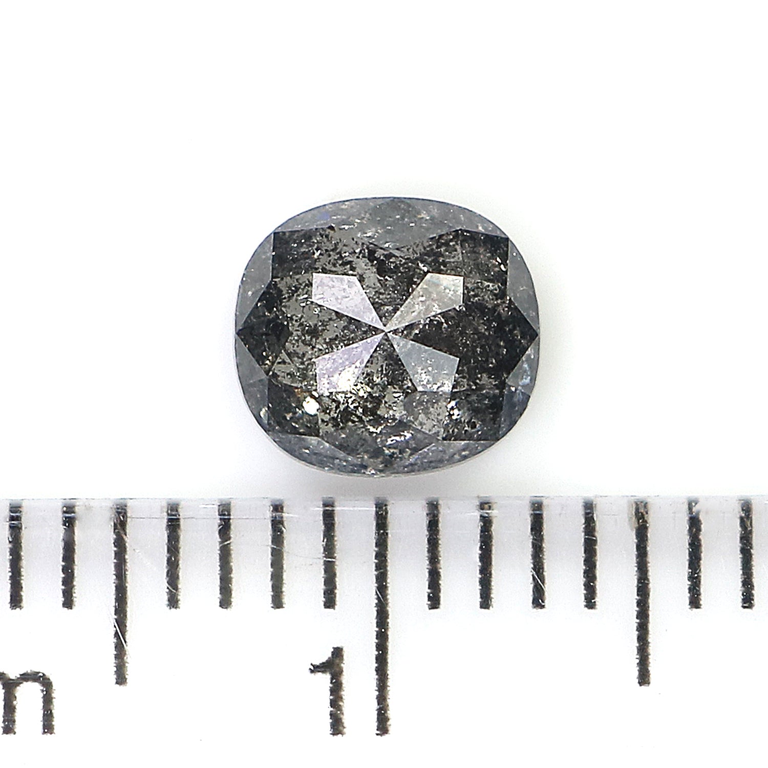 0.80 CT Natural Loose Cushion Shape Diamond Salt And Pepper Cushion Diamond 5.95 MM Black Grey Color Cushion Shape Rose Cut Diamond QL762