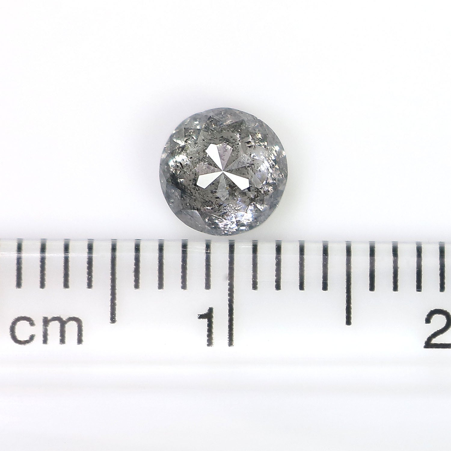0.78 CT Natural Loose Round Rose Cut Diamond Salt And Pepper Round Shape Diamond 5.55 MM Natural Black Grey Round Rose Cut Diamond LQ2394