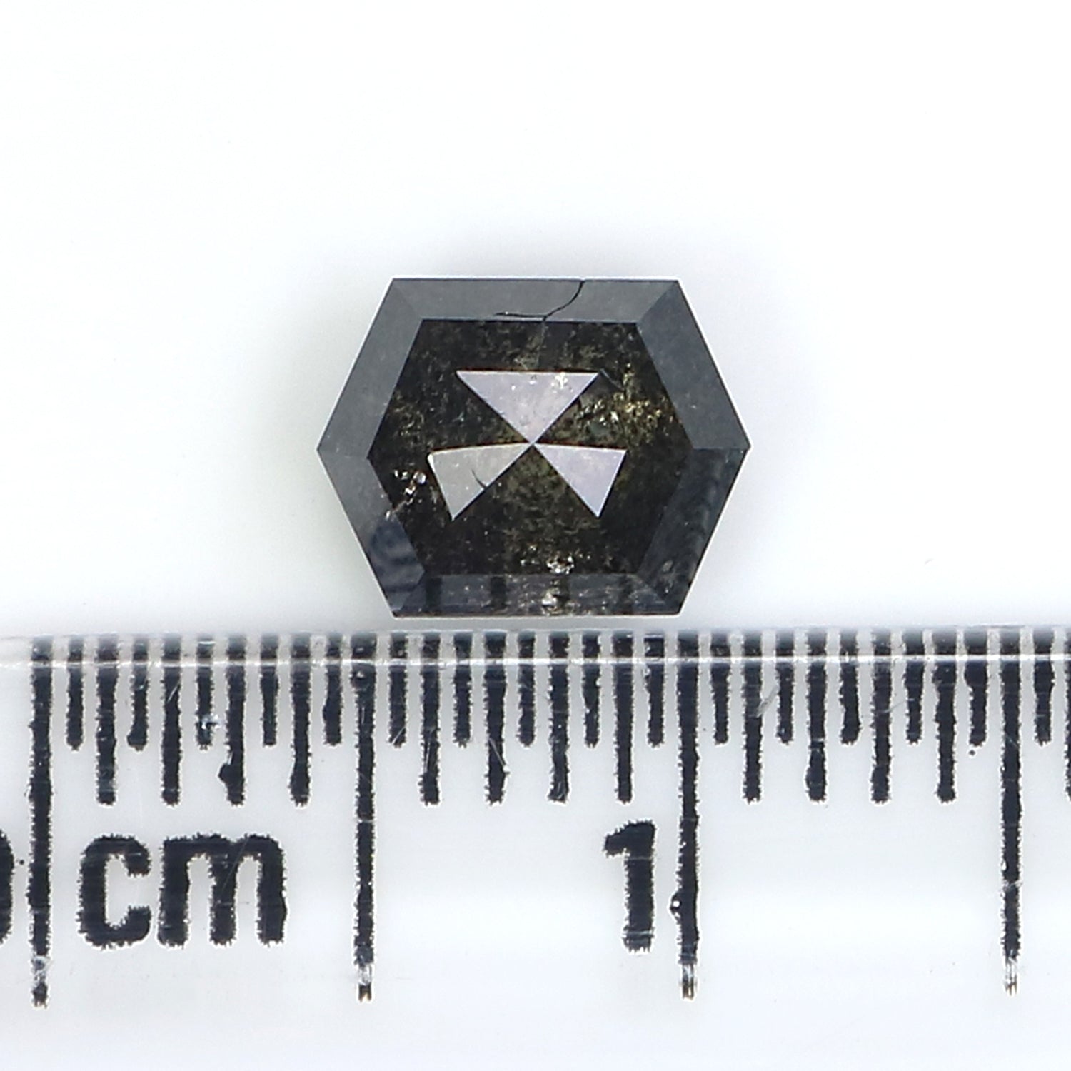 1.21 CT Natural Loose Hexagon Cut Diamond Salt And Pepper Hexagon Diamond 6.70 MM Natural Loose Black Grey Color Hexagon Cut Diamond LQ2976
