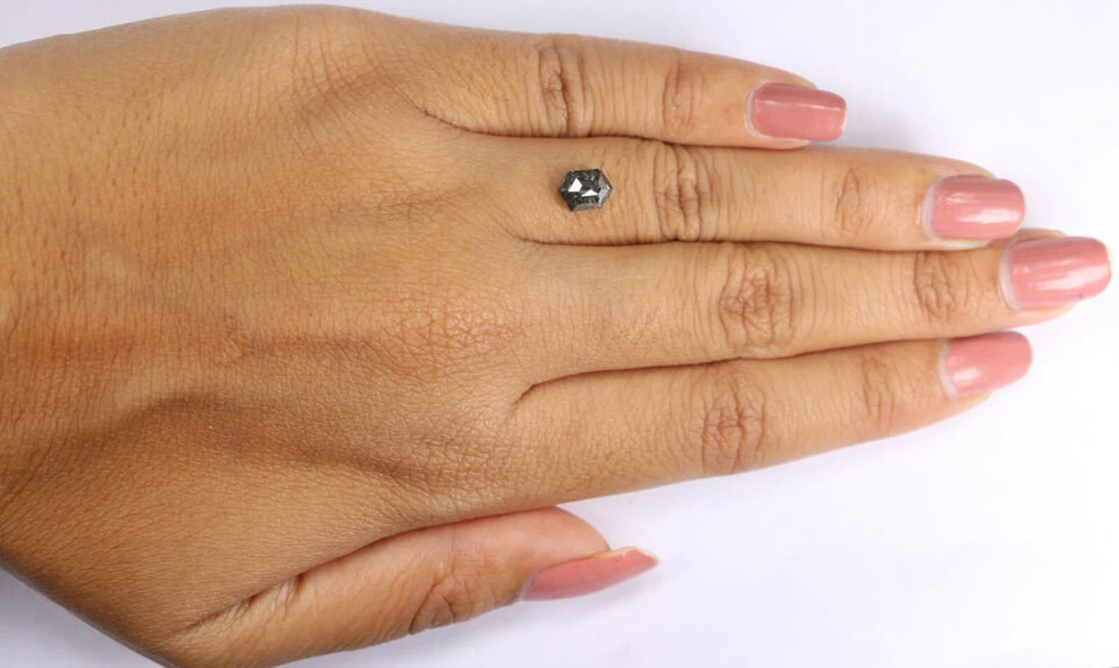 0.97 CT Natural Loose Hexagon Shape Diamond Salt And Pepper Hexagon Cut Diamond 7.40 MM Natural Diamond Black Grey Hexagon Diamond QN9282