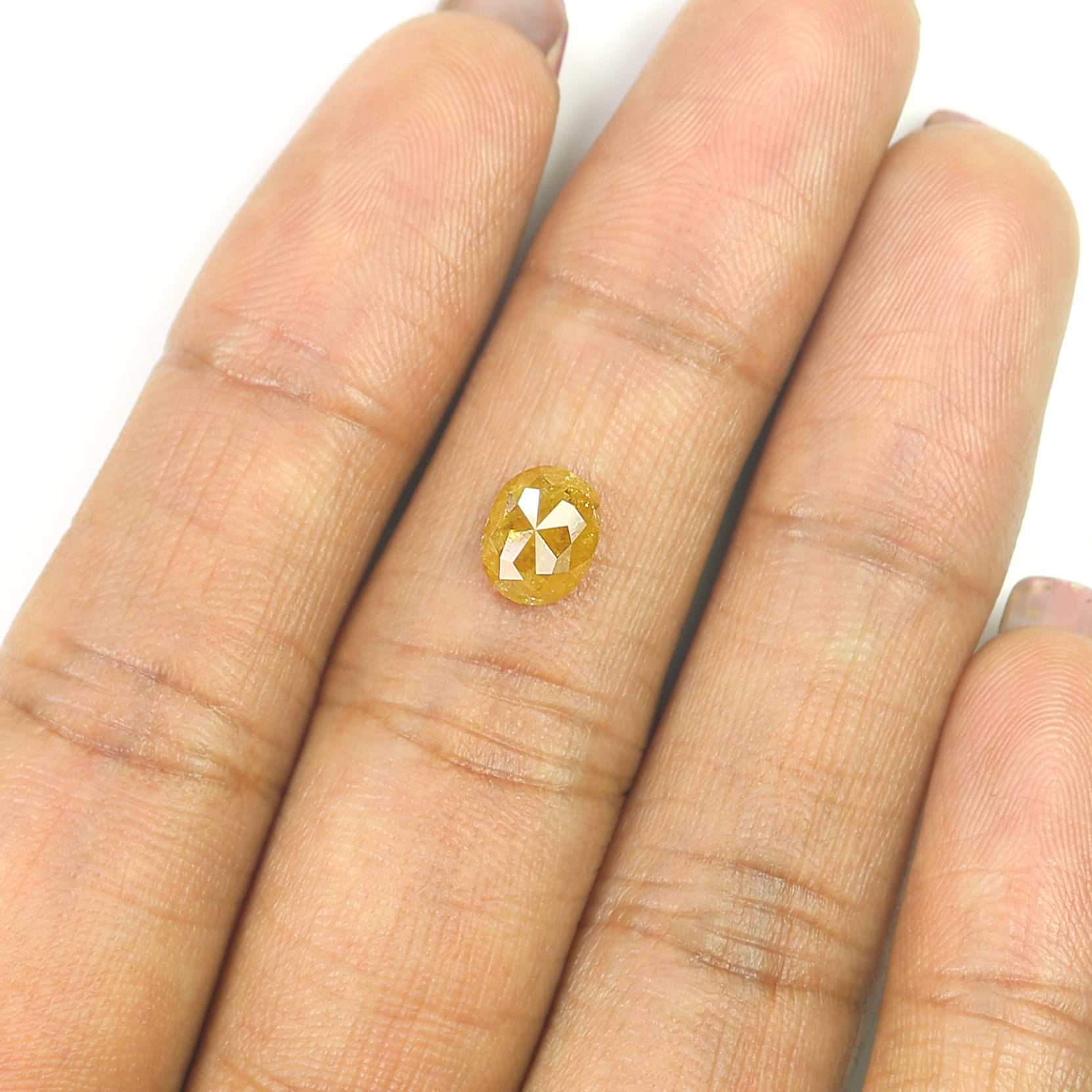 Natural Oval Yellow Diamond 1.03 CT Loose Rose Cut Yellow Stone 7.10 MM Rustic Diamond Oval Diamond For Custom Engagement Ring L3642