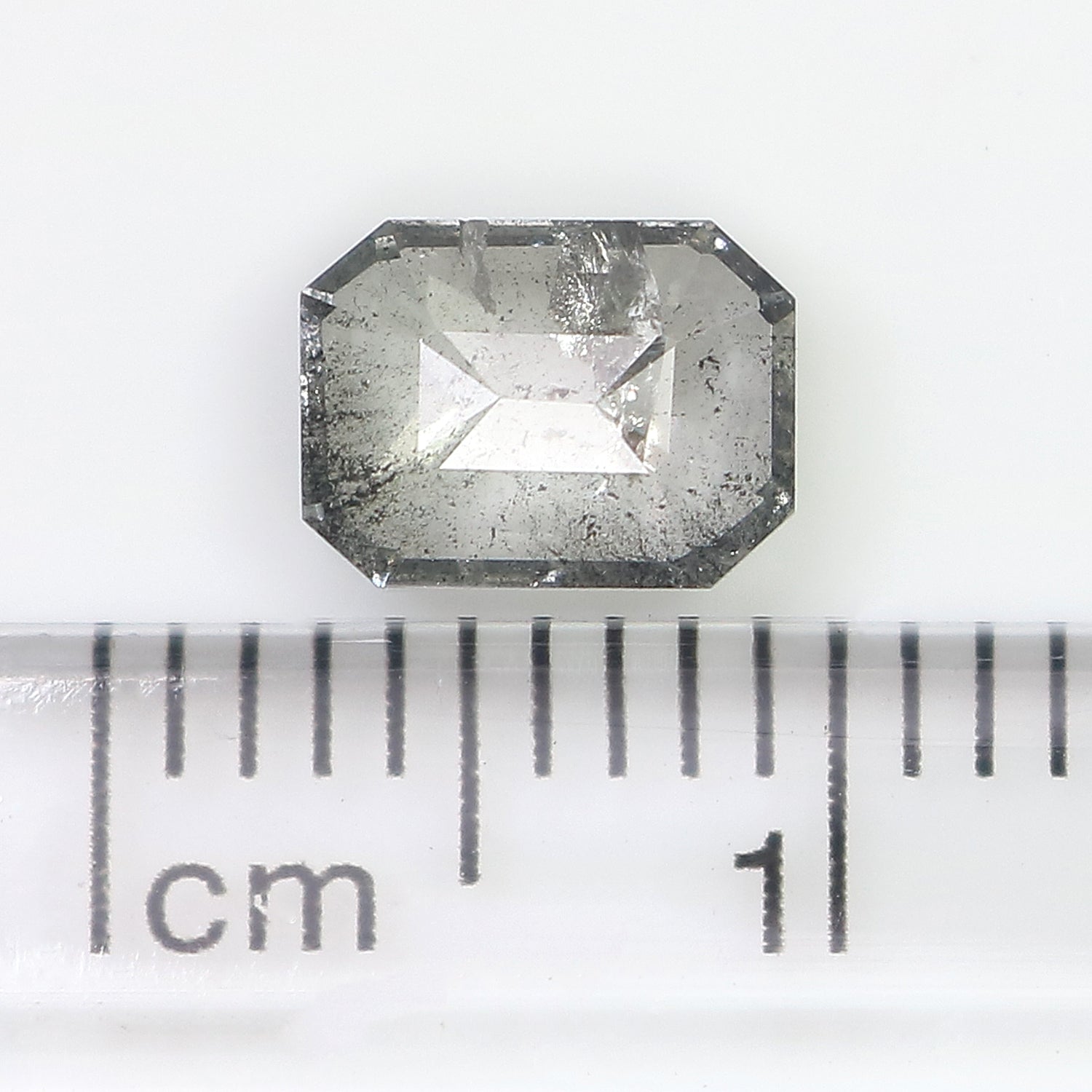 0.88 CT Natural Loose Emerald Shape Diamond Salt And Pepper Emerald Cut Diamond 6.75 MM Natural Black Grey Emerald Rose Cut Diamond LQ1424