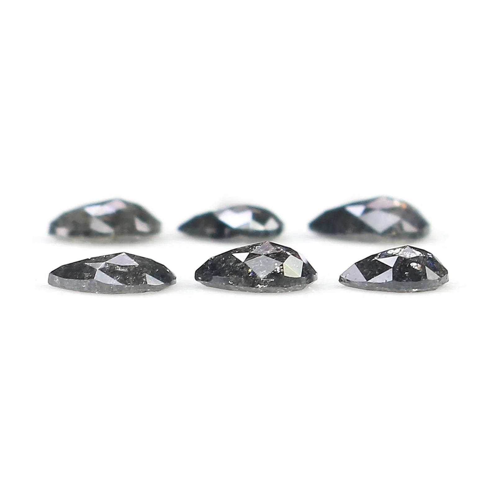 0.94 CT Natural Loose Pear Diamond Salt And Pepper Diamond 4.10 MM Natural Loose Diamond Black Grey Color Pear Shape Rose Cut Diamond NQ1563