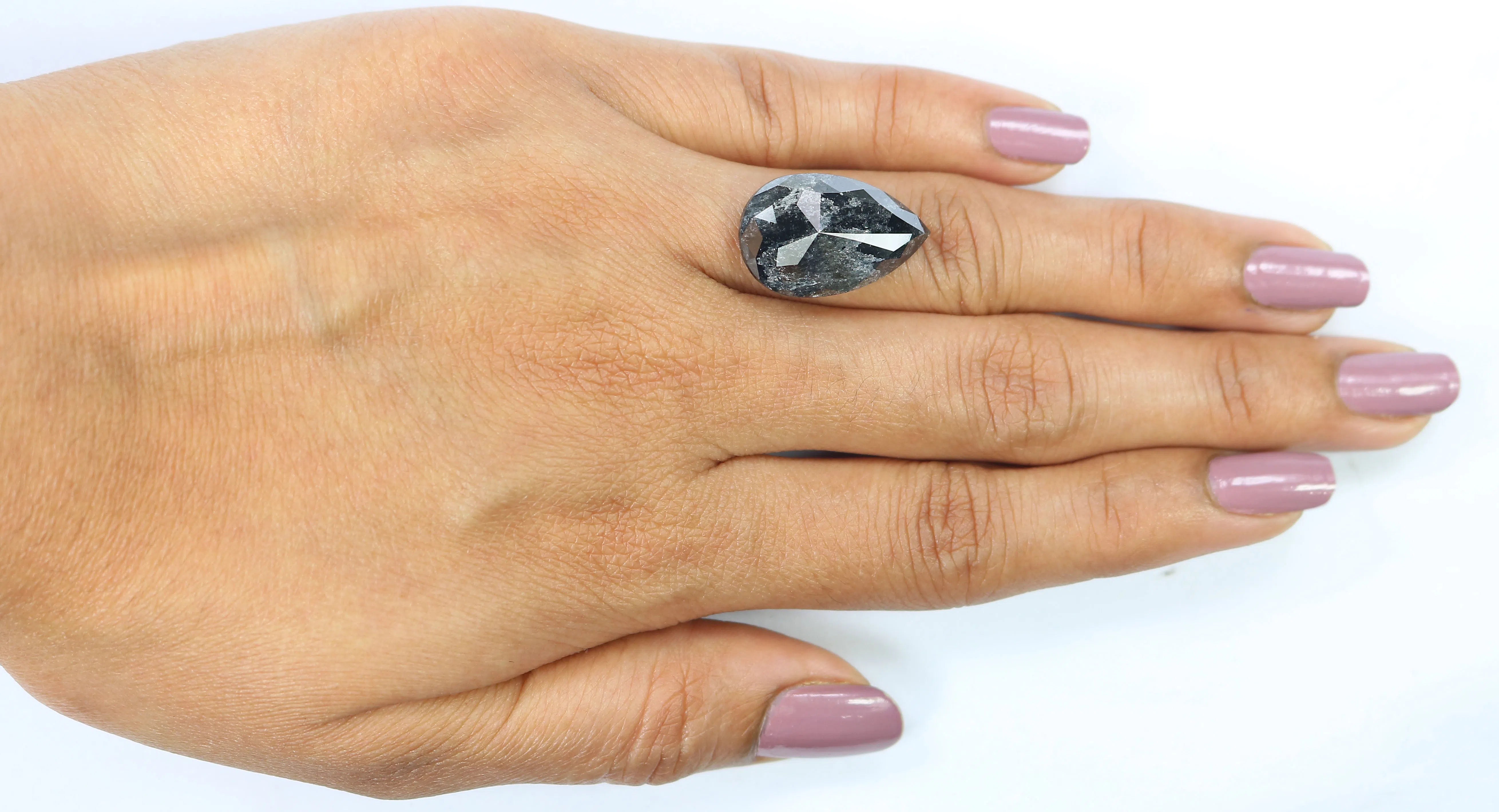 11.67 CT Natural Loose Pear Shape Diamond Salt And Pepper Pear Rose Cut Diamond 20.20 MM Black Grey Color Pear Rose Cut Diamond QL3019