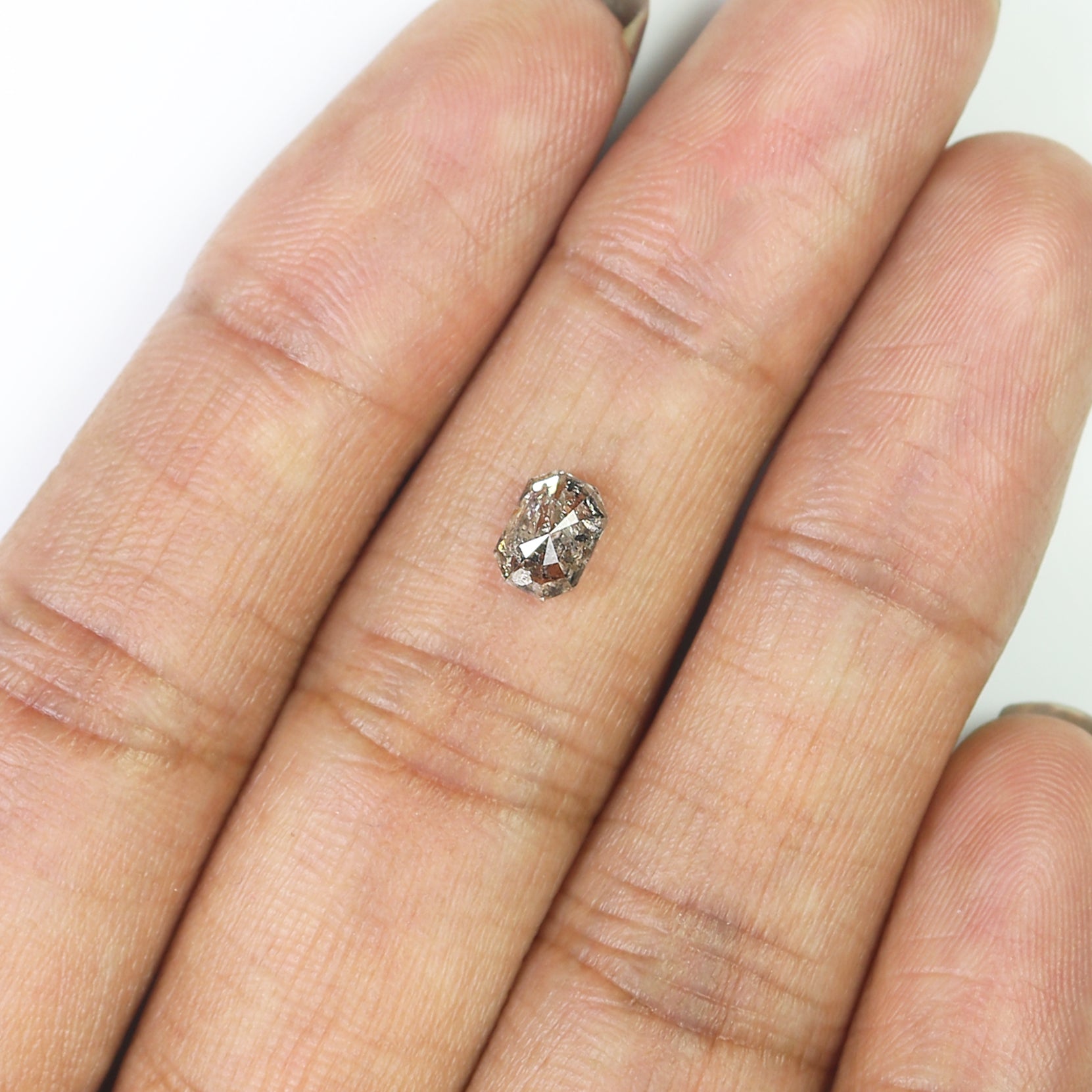 0.75 CT Natural Loose Emerald Shape Diamond Salt And Pepper Emerald Diamond 5.95 MM Black Grey Color Emerald Shape Rose Cut Diamond QL9987