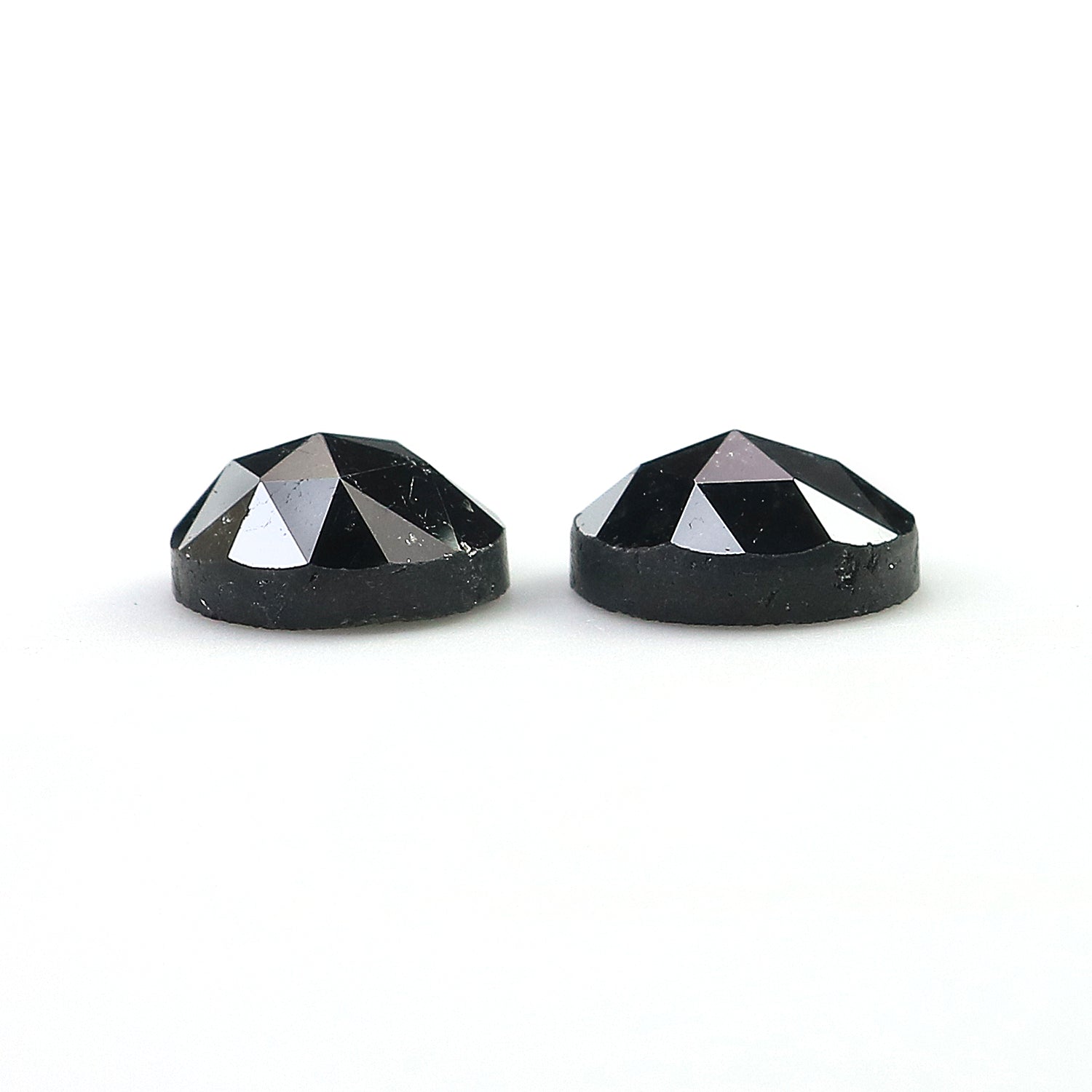 3.01 CT Natural Loose Round Rose Cut Pair Diamond Black Color Round Shape Diamond 6.95 MM Natural Black Color Round Rose Cut Diamond LQ1691