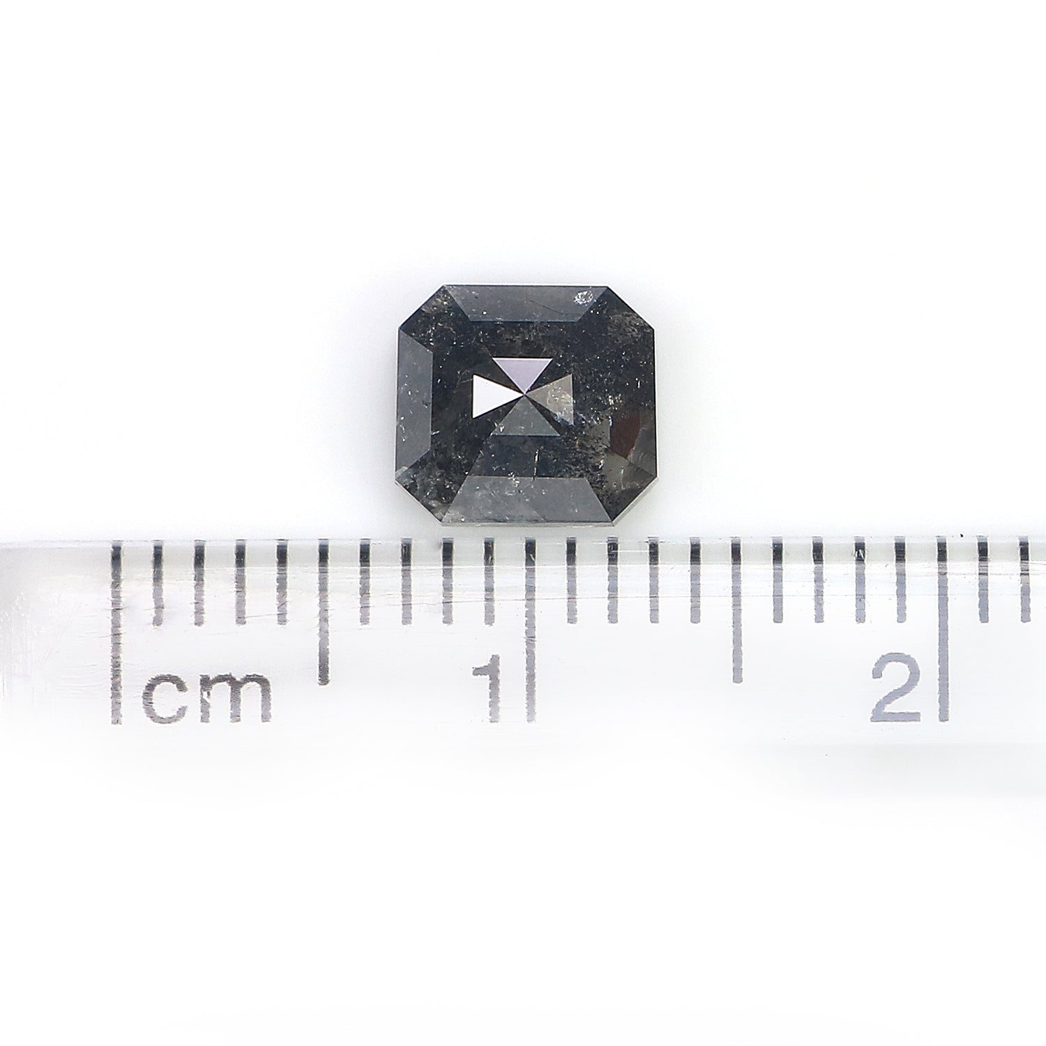 1.35 CT Natural Loose Emerald Shape Diamond Salt And Pepper Emerald Diamond 6.20 MM Black Grey Color Emerald Shape Rose Cut Diamond LQ3075