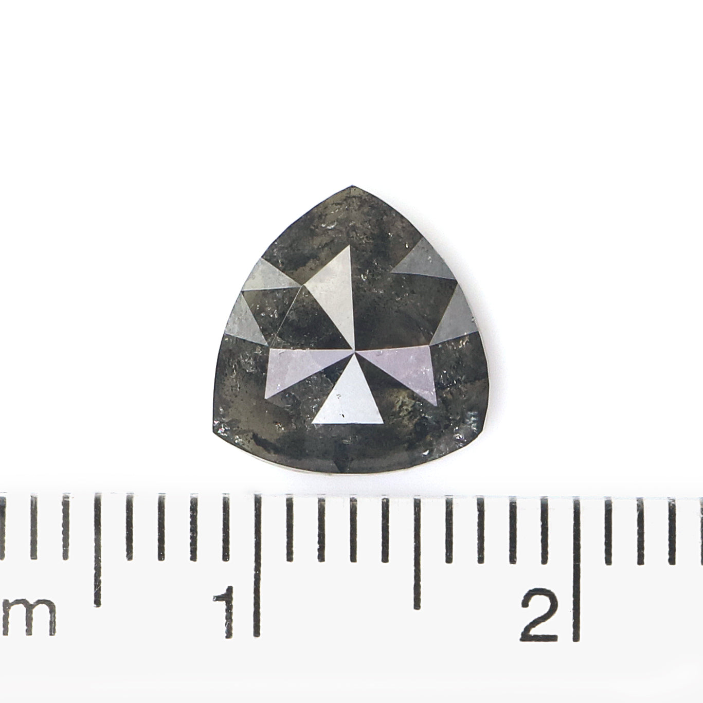 2.60 CT Natural Loose Triangle Shape Diamond Salt And Pepper Triangle Cut Diamond 9.15 MM Natural Black Grey Color Triangle Diamond L3503